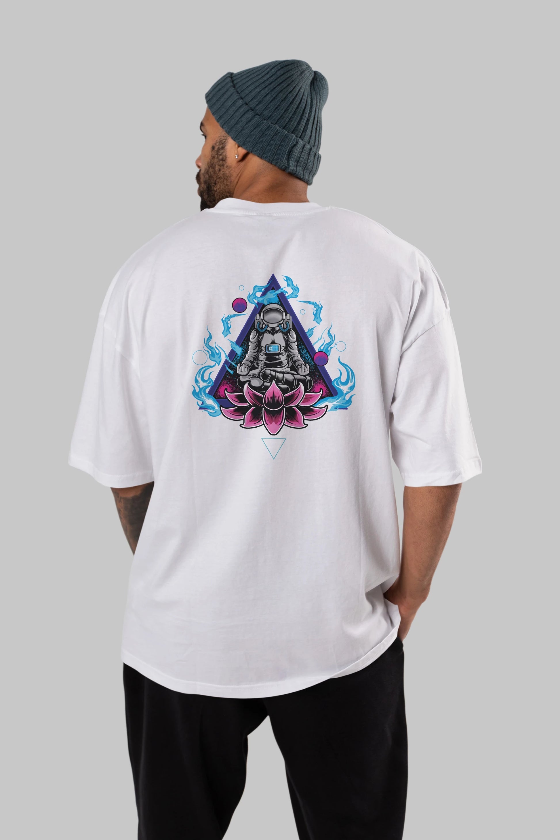 Astronaut Meditation (2) Arka Baskılı Oversize t-shirt Erkek Kadın Unisex