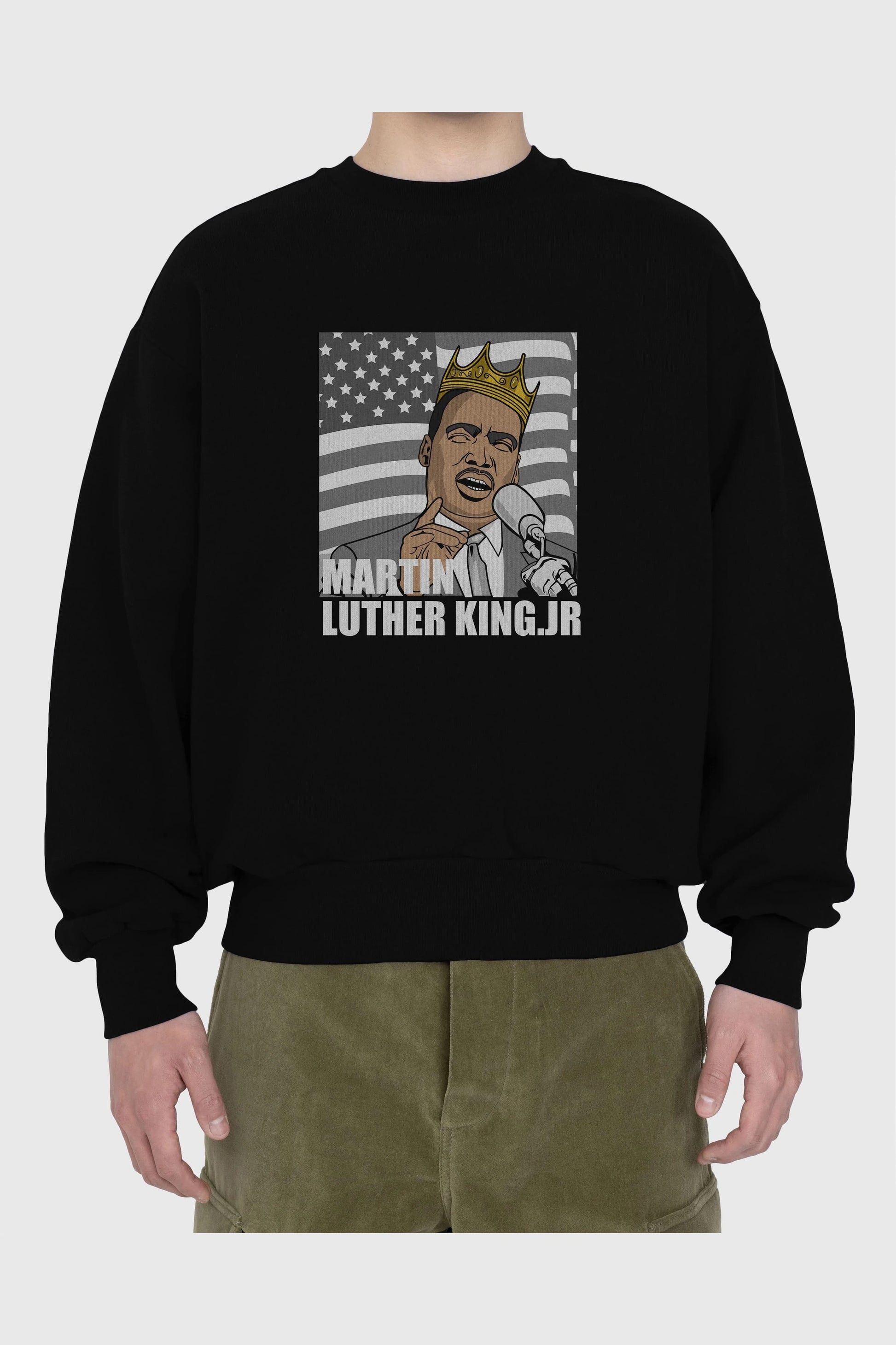 Luther King Ön Baskılı Oversize Sweatshirt Erkek Kadın Unisex