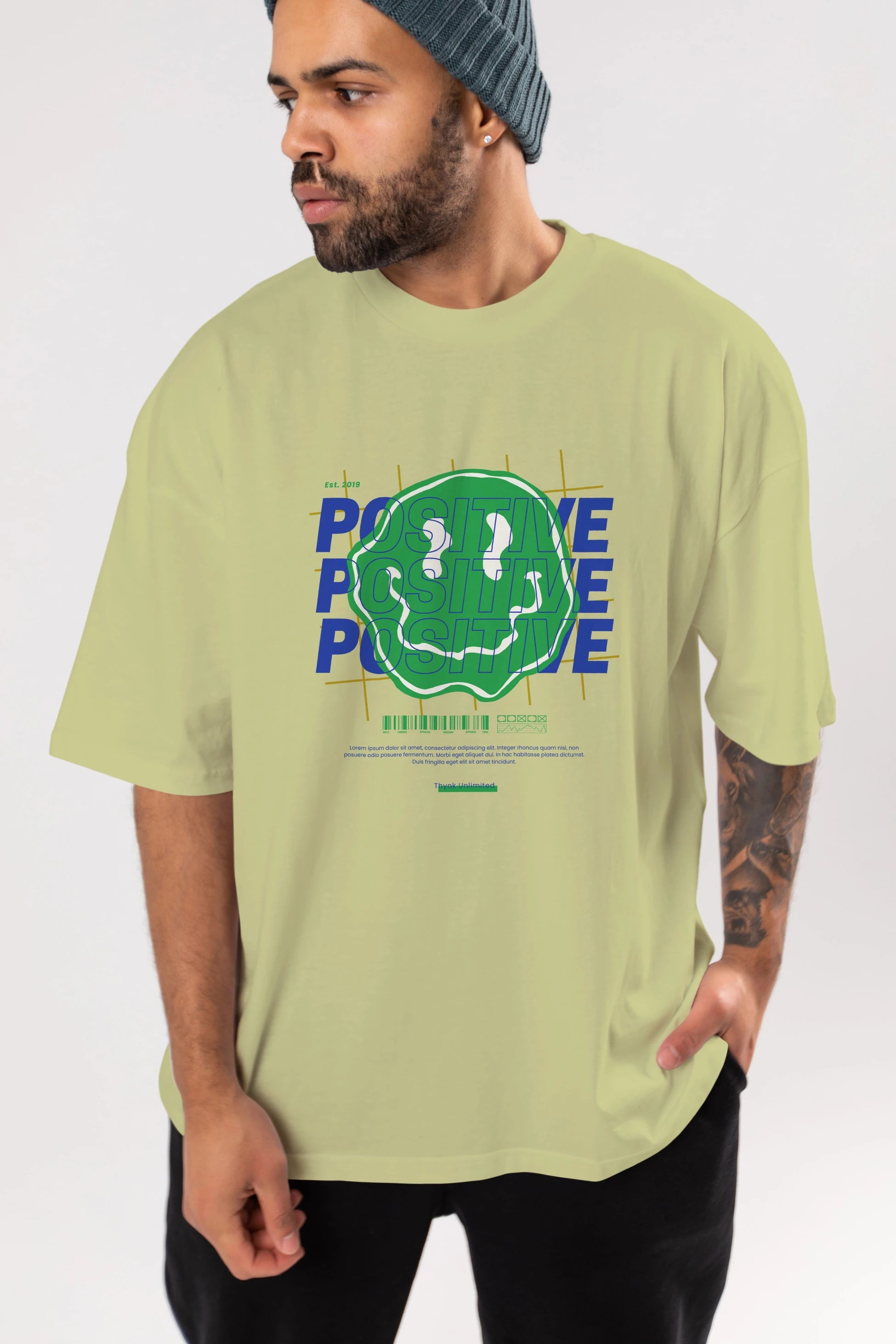 Positive 2 Ön Baskılı Oversize t-shirt Erkek Kadın Unisex