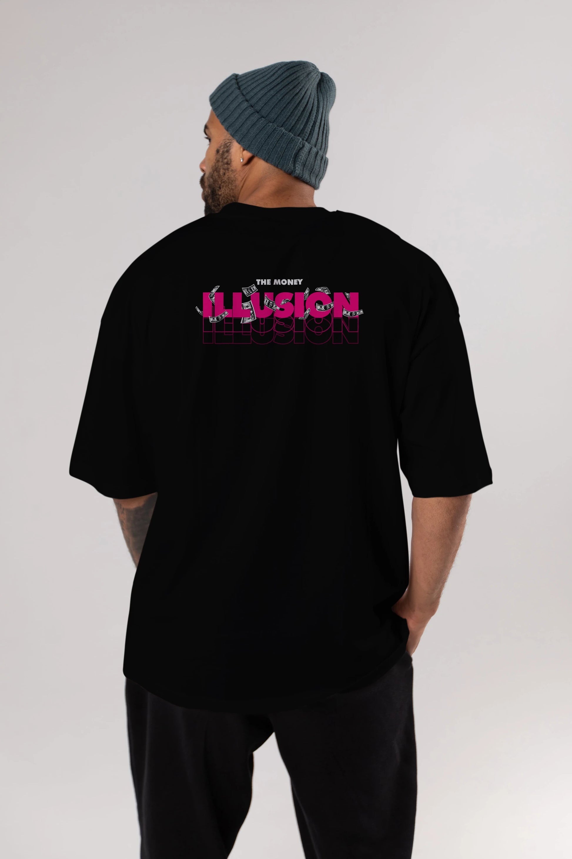 The Money Illusion Arka Baskılı Oversize t-shirt Erkek Kadın Unisex