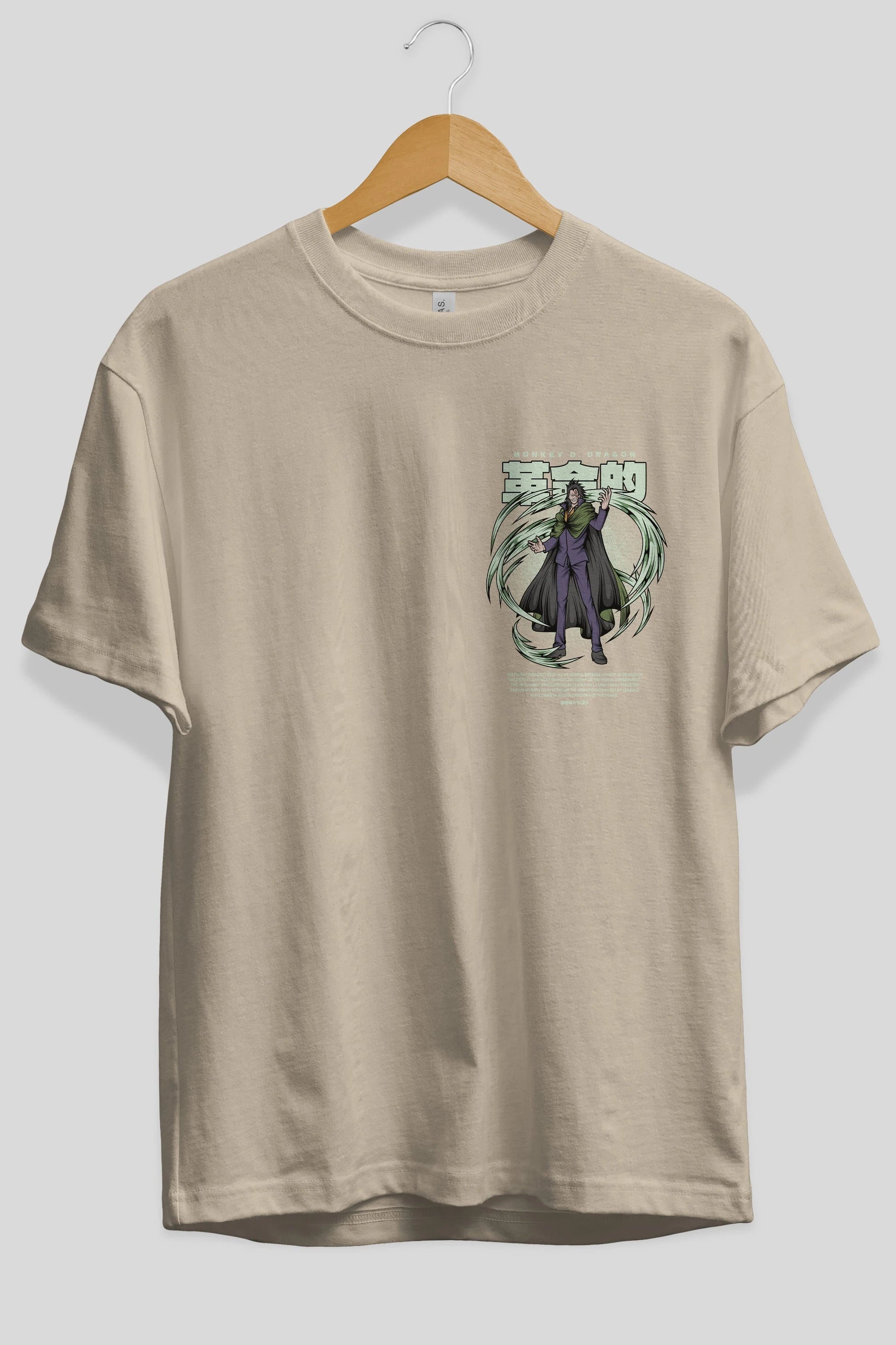 Monkey D. Dragon Ön Sol Baskılı Oversize t-shirt Erkek Kadın Unisex %100 Pamuk Bisiklet Yaka tişort