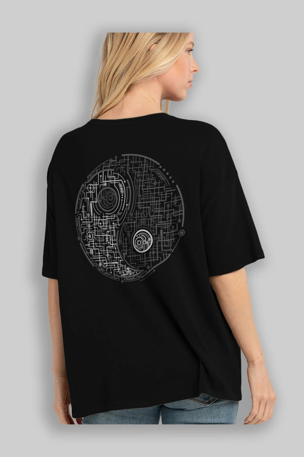 Electric Balance Arka Baskılı Oversize t-shirt %100 pamuk Erkek Kadın Unisex