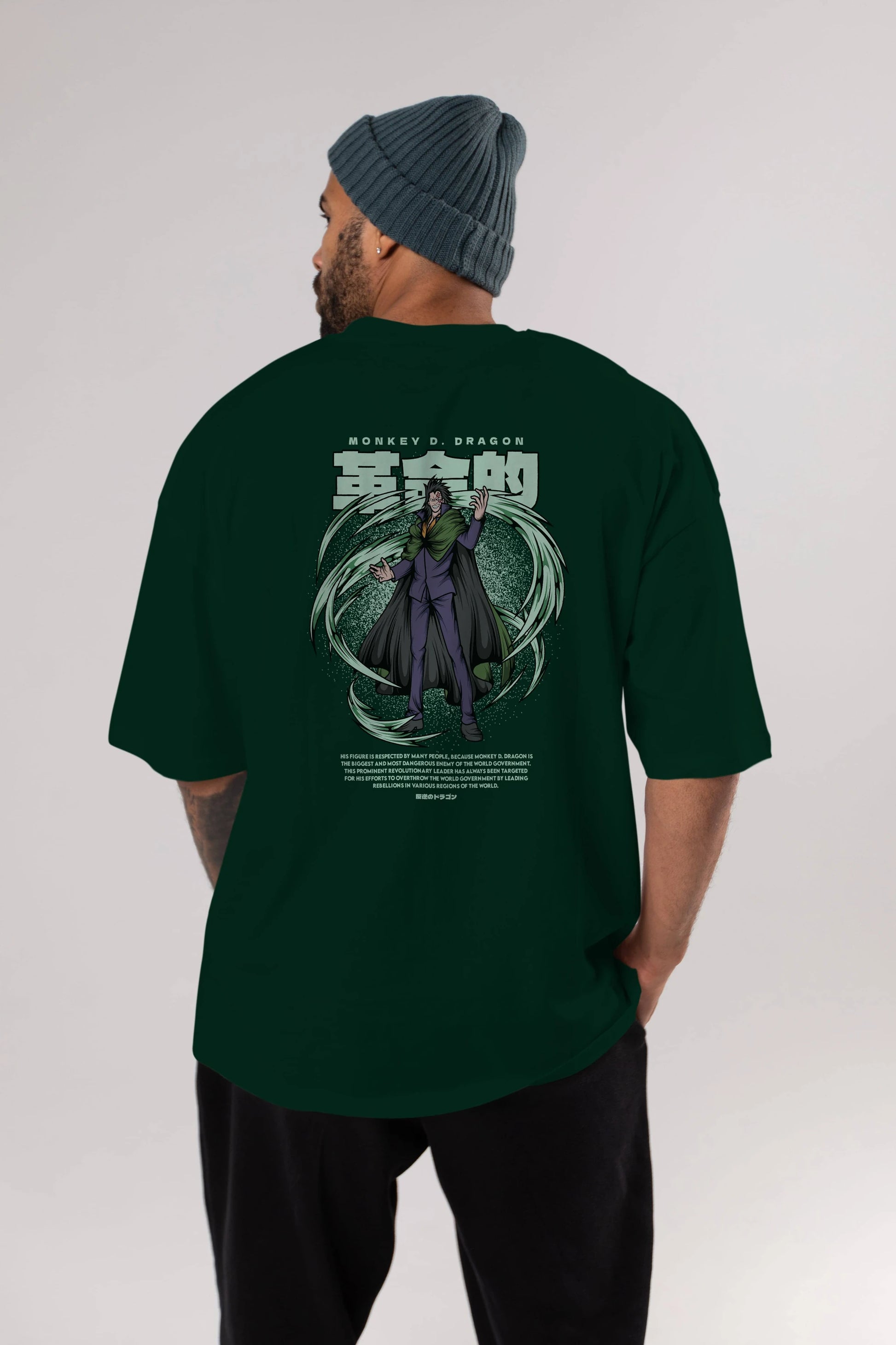 Monkey D. Dragon Anime Arka Baskılı Oversize t-shirt Erkek Kadın Unisex