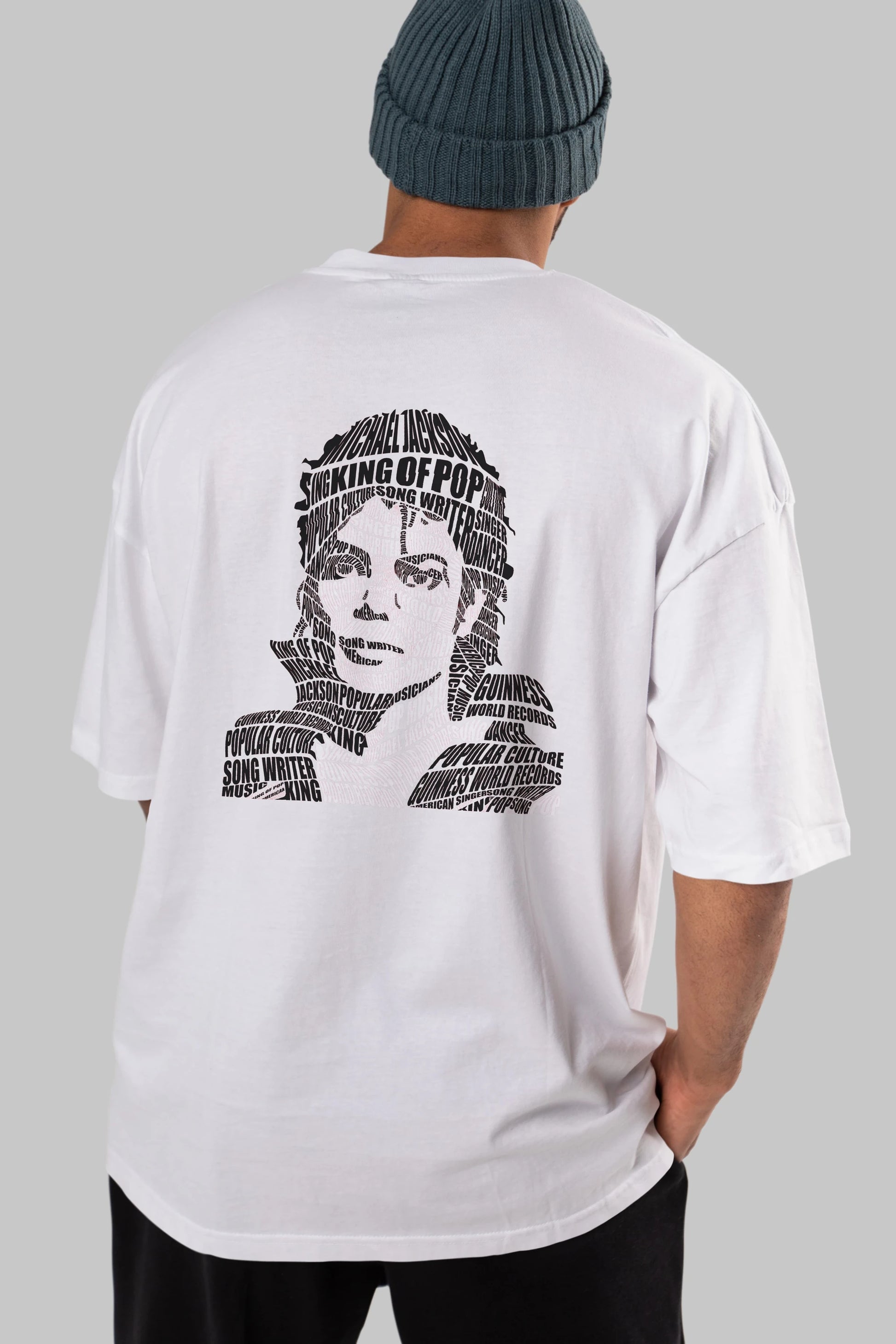 Michael Jackson Calligram Arka Baskılı Oversize t-shirt %100 pamuk Erkek Kadın Unisex