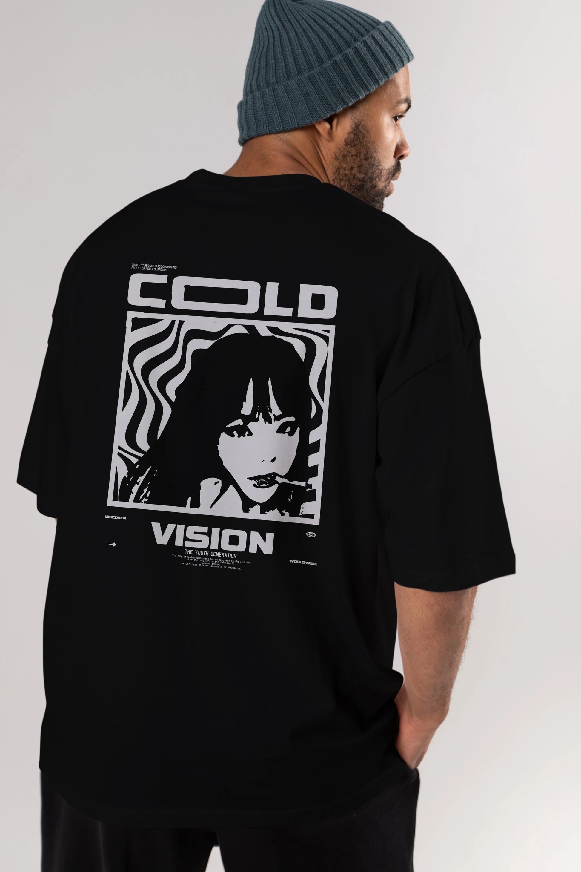 Cold Vision Arka Baskılı Oversize t-shirt Erkek Kadın Unisex
