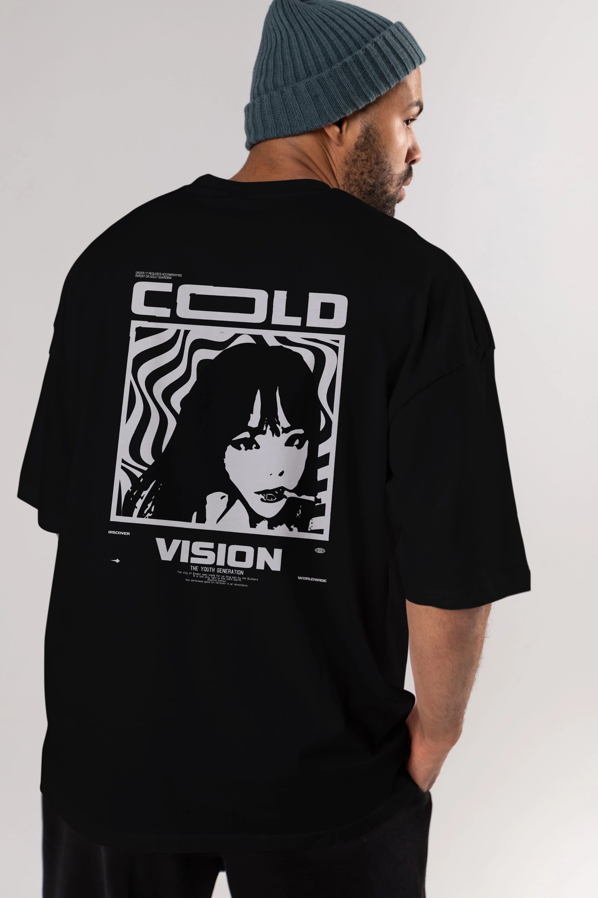 Cold Vision Arka Baskılı Oversize t-shirt Erkek Kadın Unisex