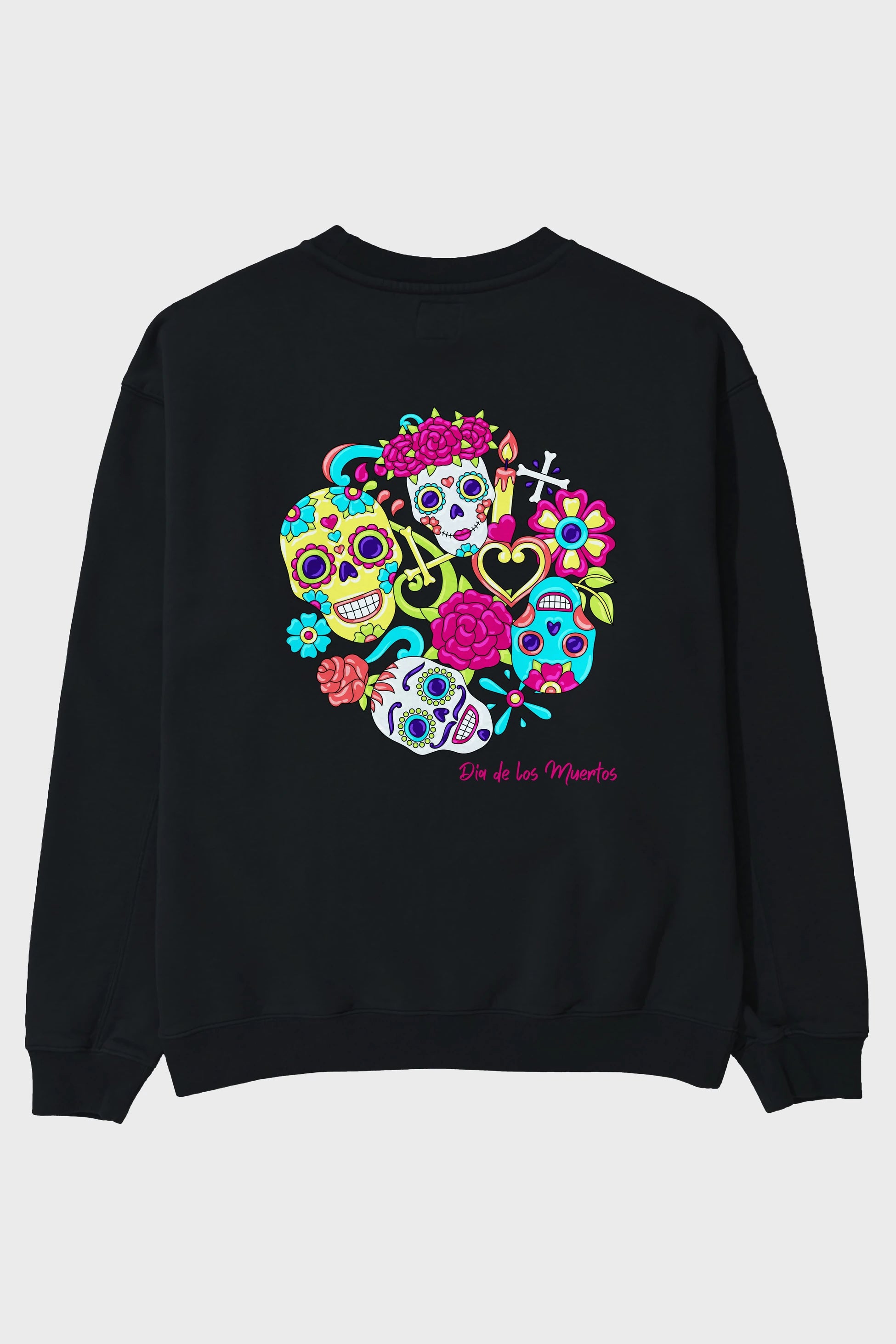 Dia de los Muertos Arka Baskılı Oversize Sweatshirt Erkek Kadın Unisex