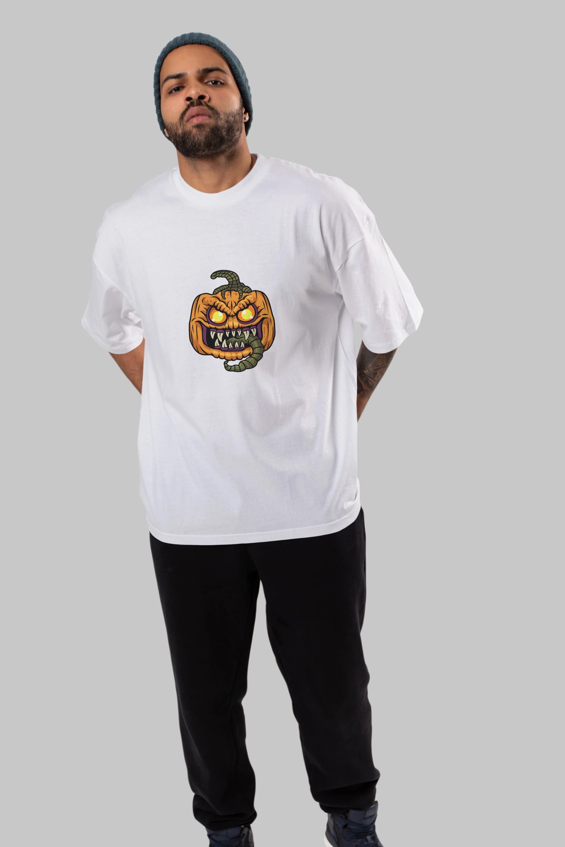 Halloween Ön Baskılı Oversize t-shirt Erkek Kadın Unisex %100 Pamuk tişort