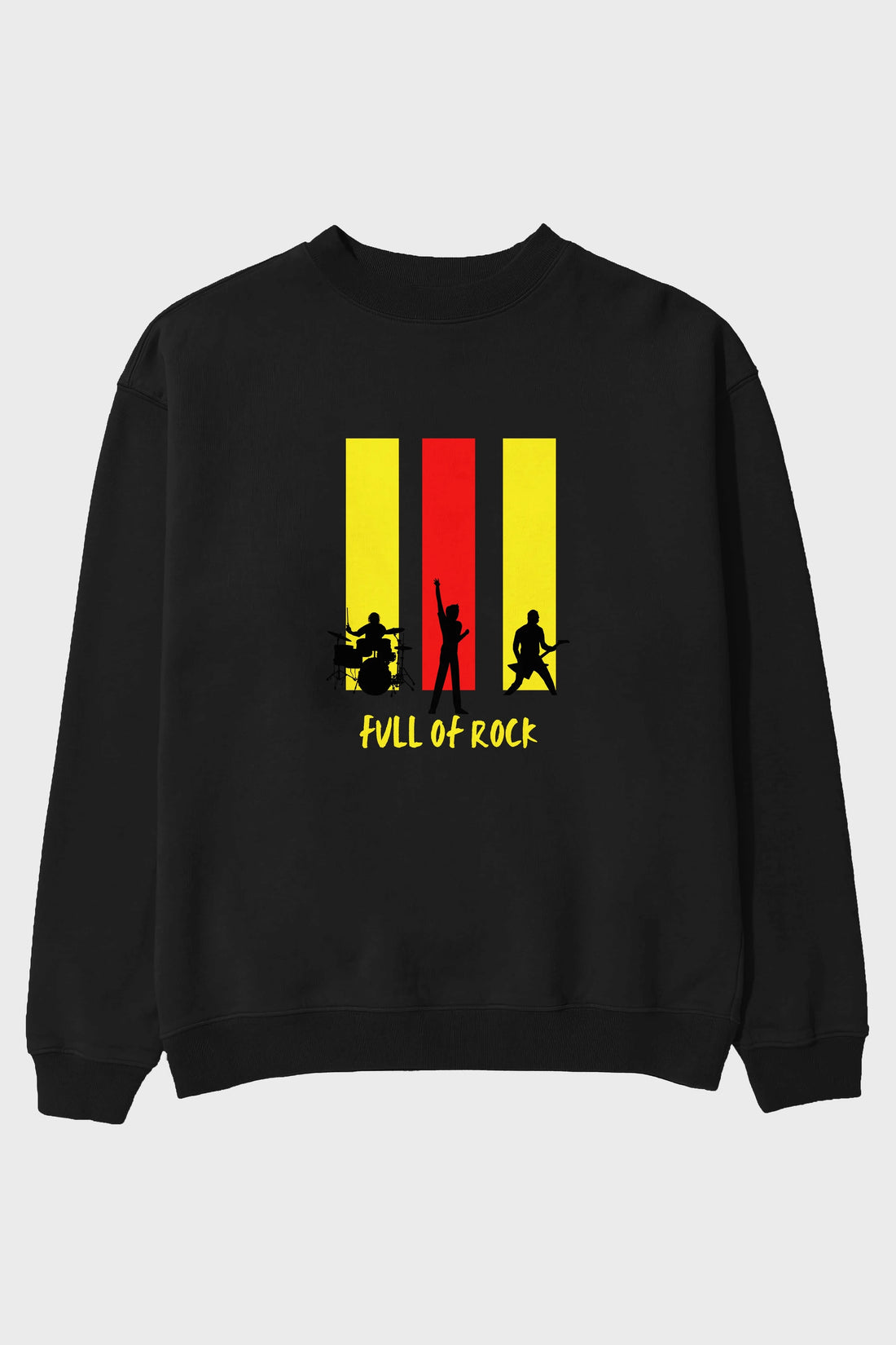 Full of Rock Yazılı Ön Baskılı Oversize Sweatshirt Erkek Kadın Unisex