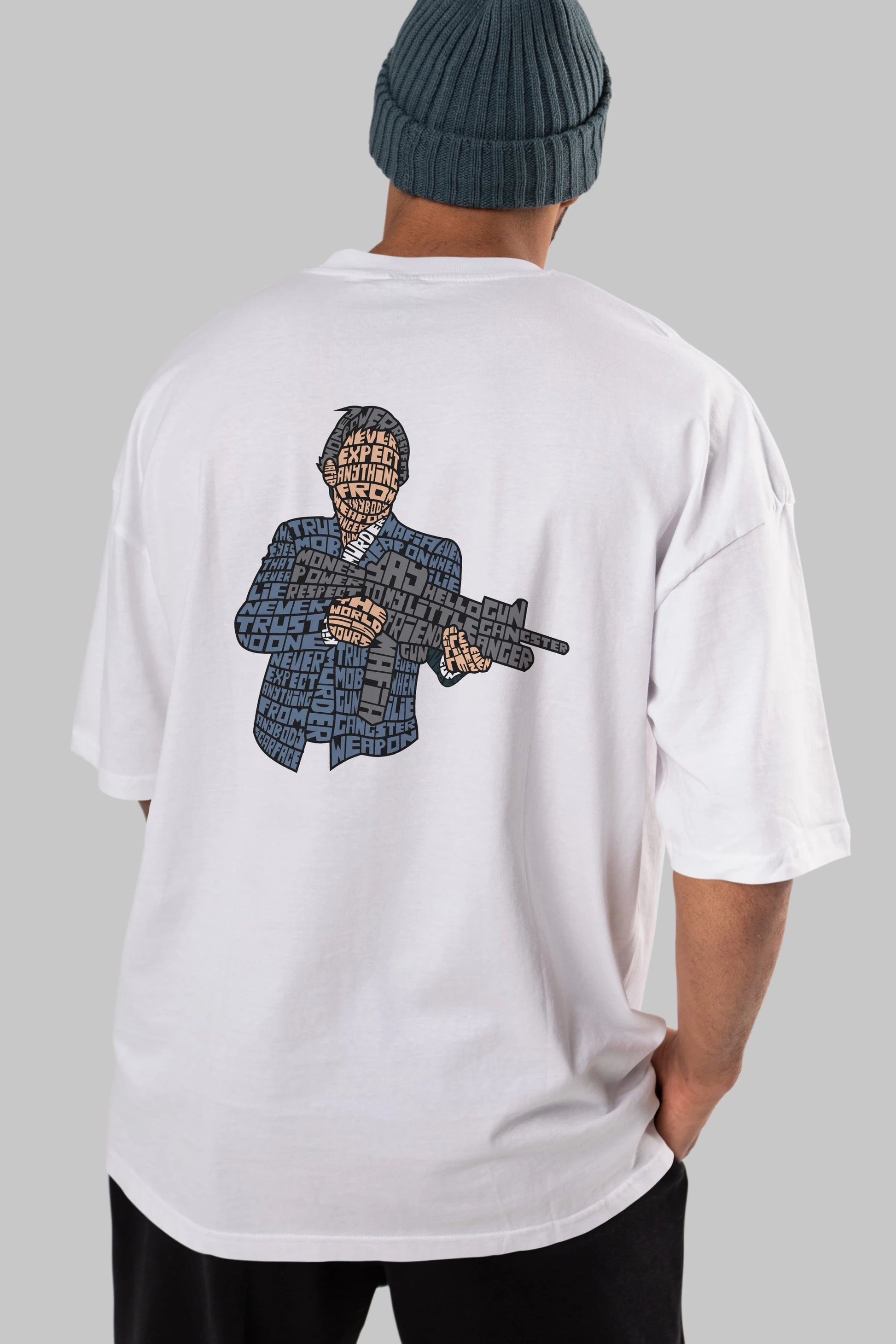 Mafia Arka Baskılı Oversize t-shirt %100 pamuk Erkek Kadın Unisex
