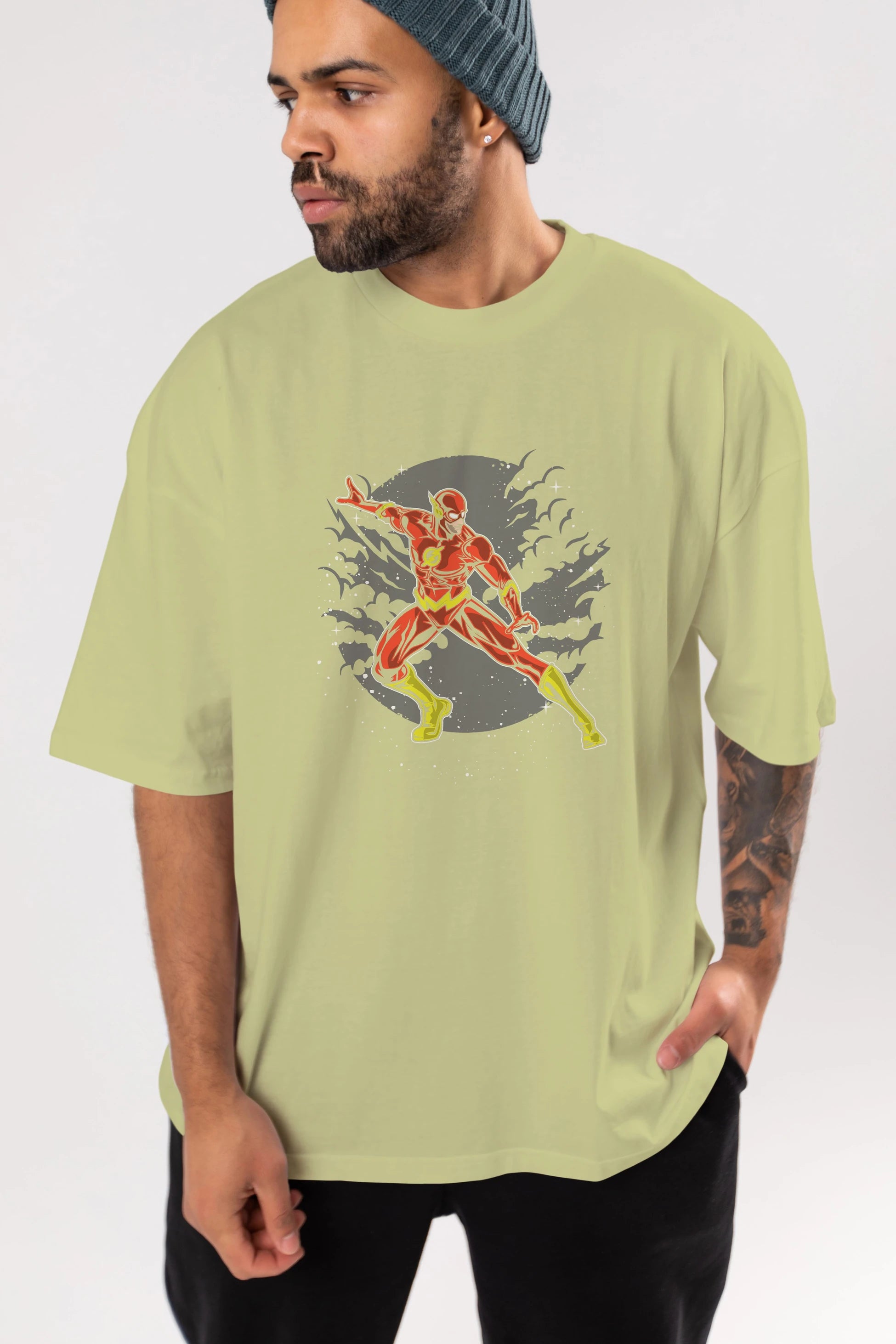 The Flash Ön Baskılı Oversize t-shirt Erkek Kadın Unisex %100 Pamuk tişort