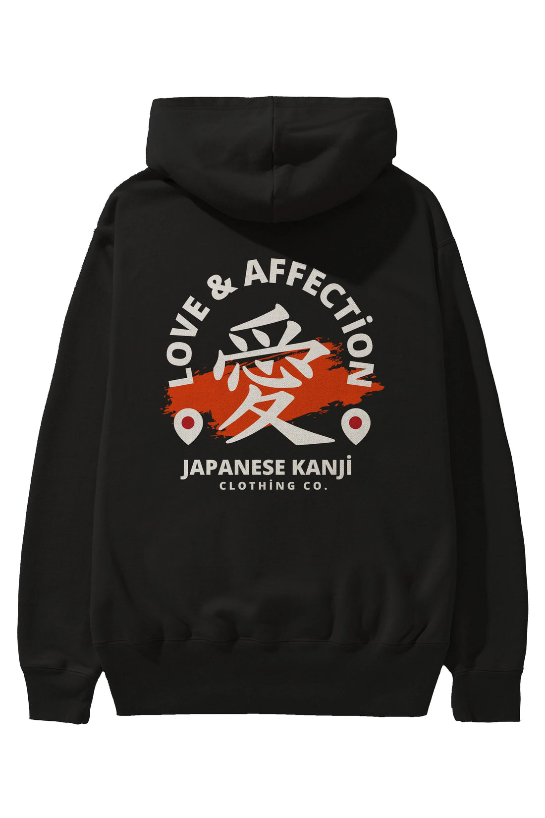 Love Affection Japanese Yazılı Arka Baskılı Oversize Hoodie Kapüşonlu Sweatshirt Erkek Kadın Unisex