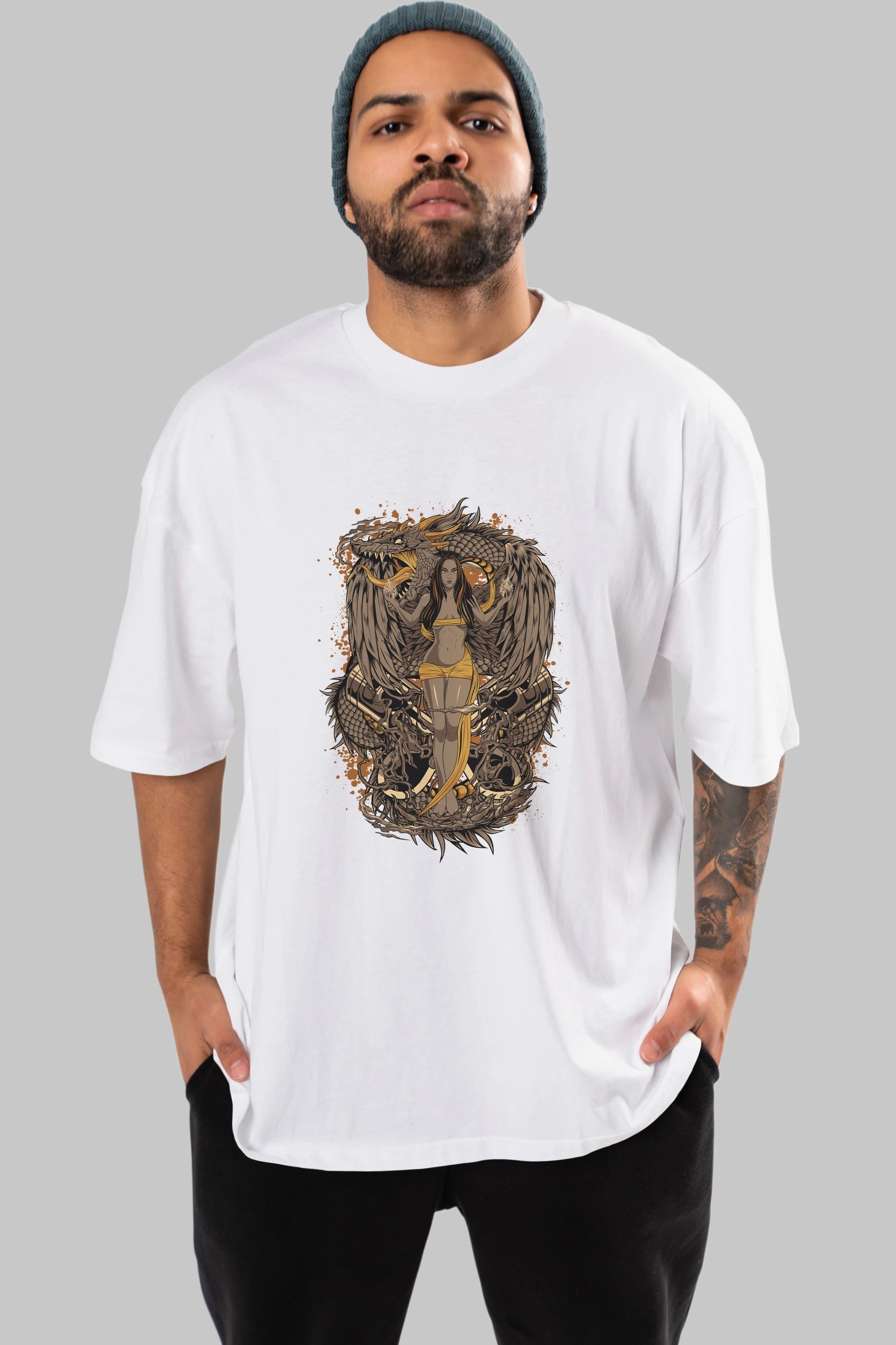 TRIBAL (3) Anime Ön Baskılı Oversize t-shirt %100 pamuk Erkek Kadın Unisex