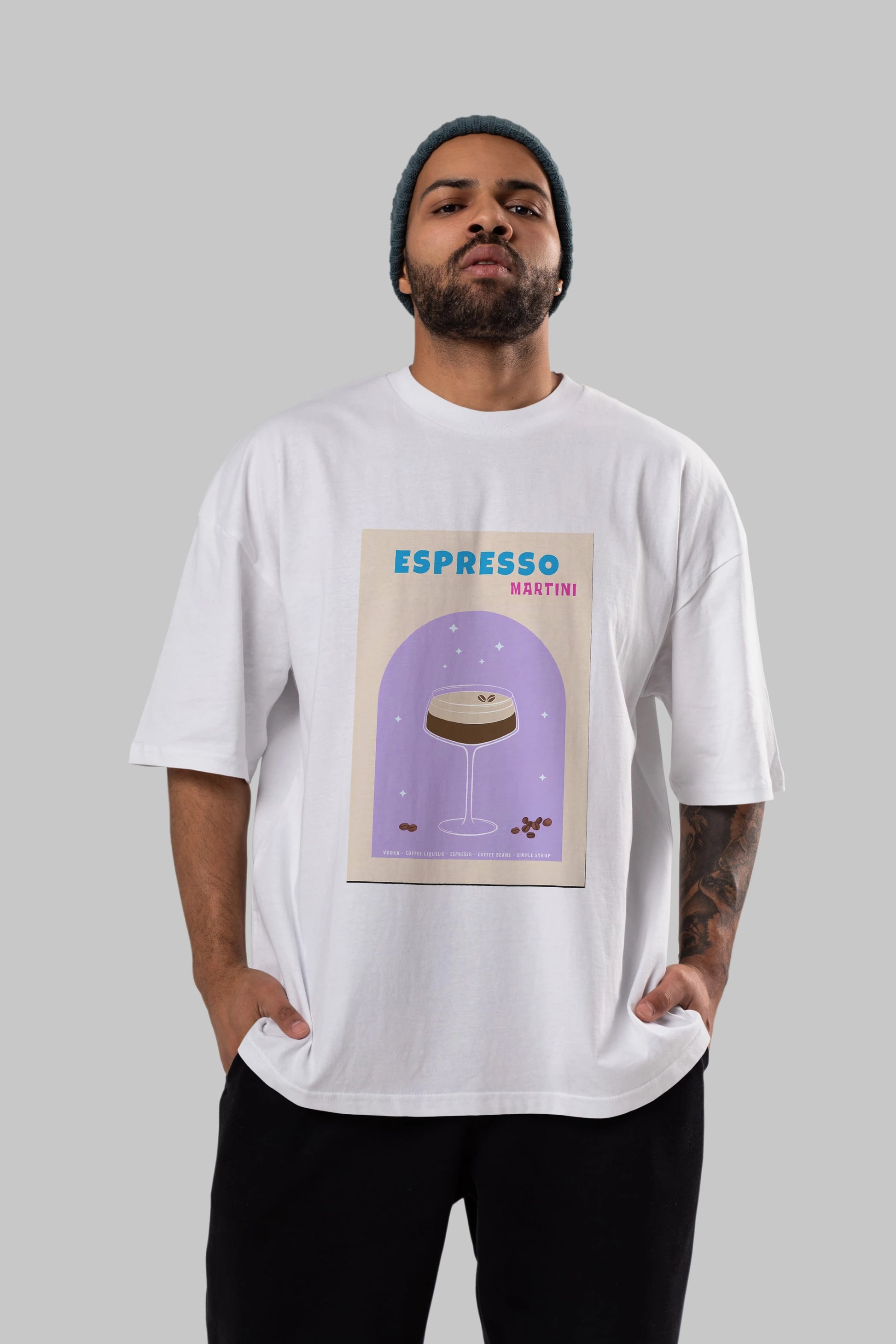 Espresso Martini 5 Ön Baskılı Oversize t-shirt Erkek Kadın Unisex %100 Pamuk Bisiklet Yaka tişort