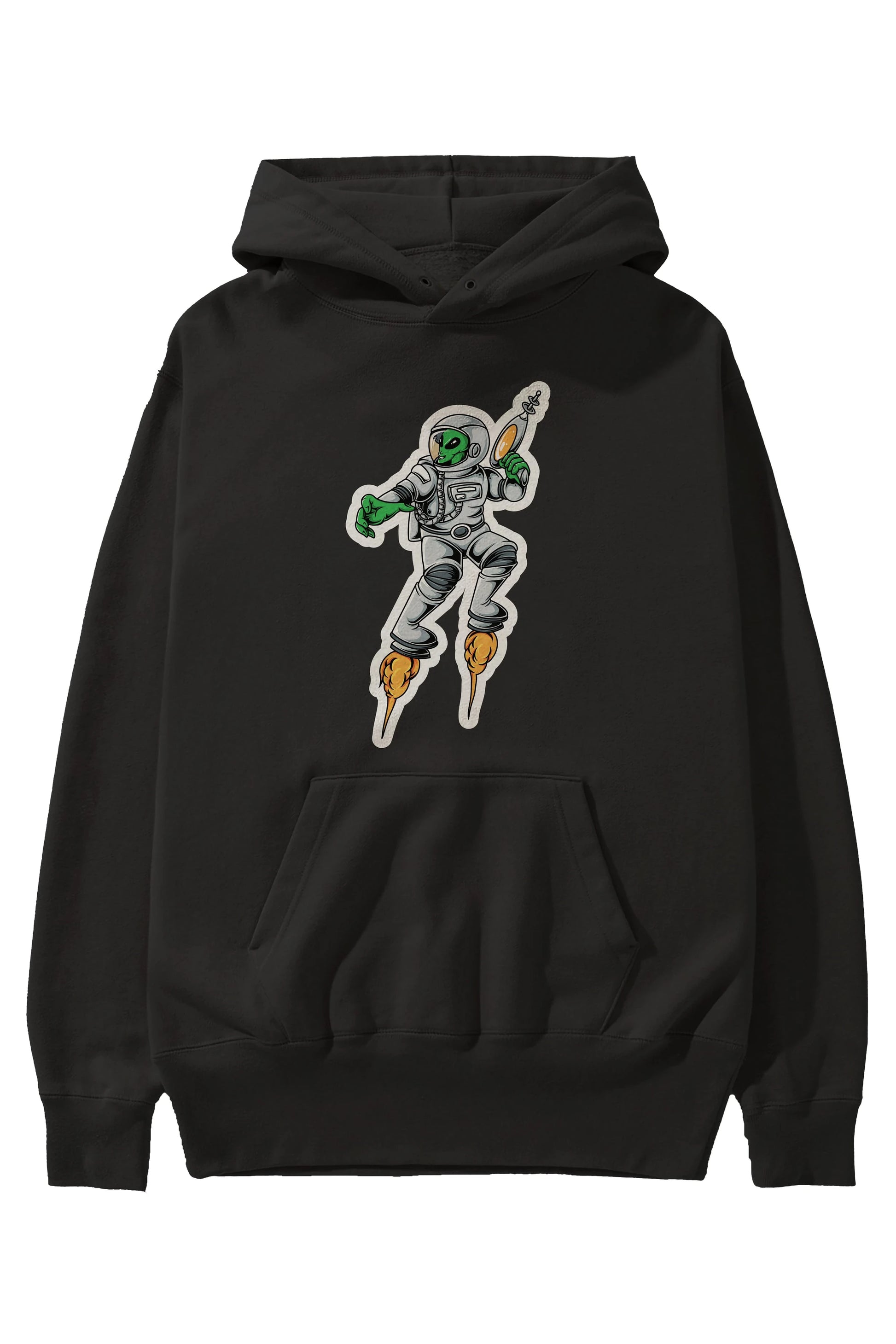 Alien Wars Sticker Ön Baskılı Hoodie Oversize Kapüşonlu Sweatshirt Erkek Kadın Unisex