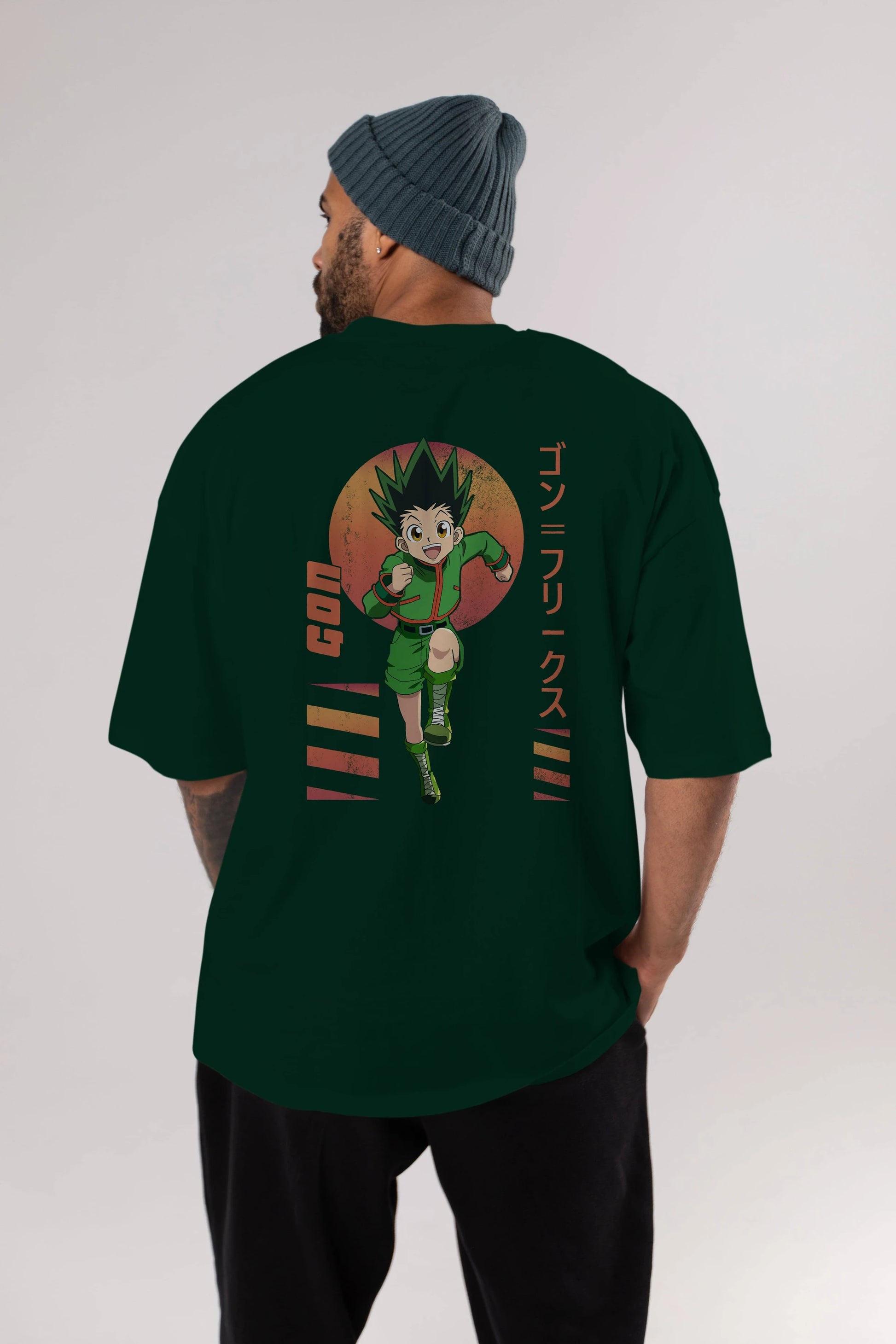 Gon Freecss HUNTER X HUNTER 2 Anime Arka Baskılı Oversize t-shirt Erkek Kadın Unisex