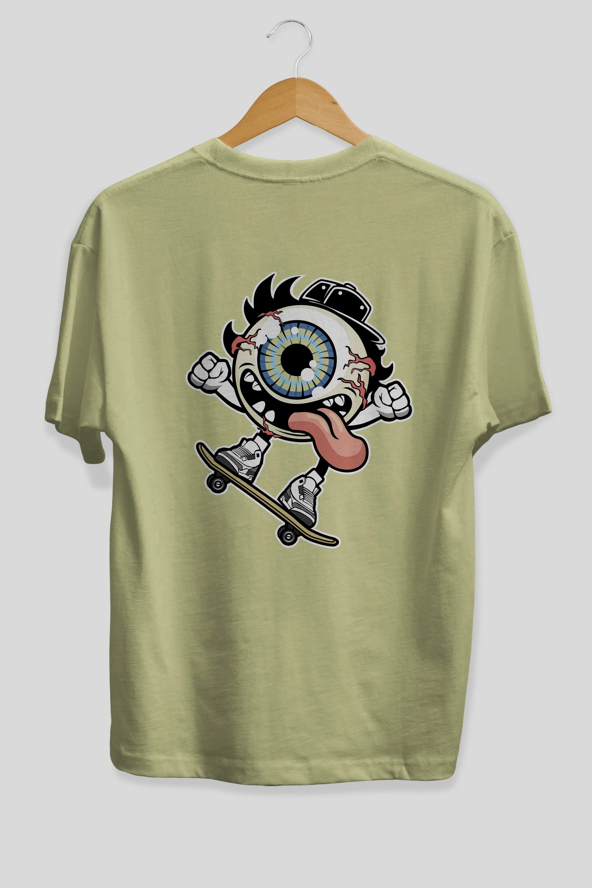 Eye Ball Skater Arka Baskılı Oversize t-shirt Erkek Kadın Unisex %100 Pamuk tişort