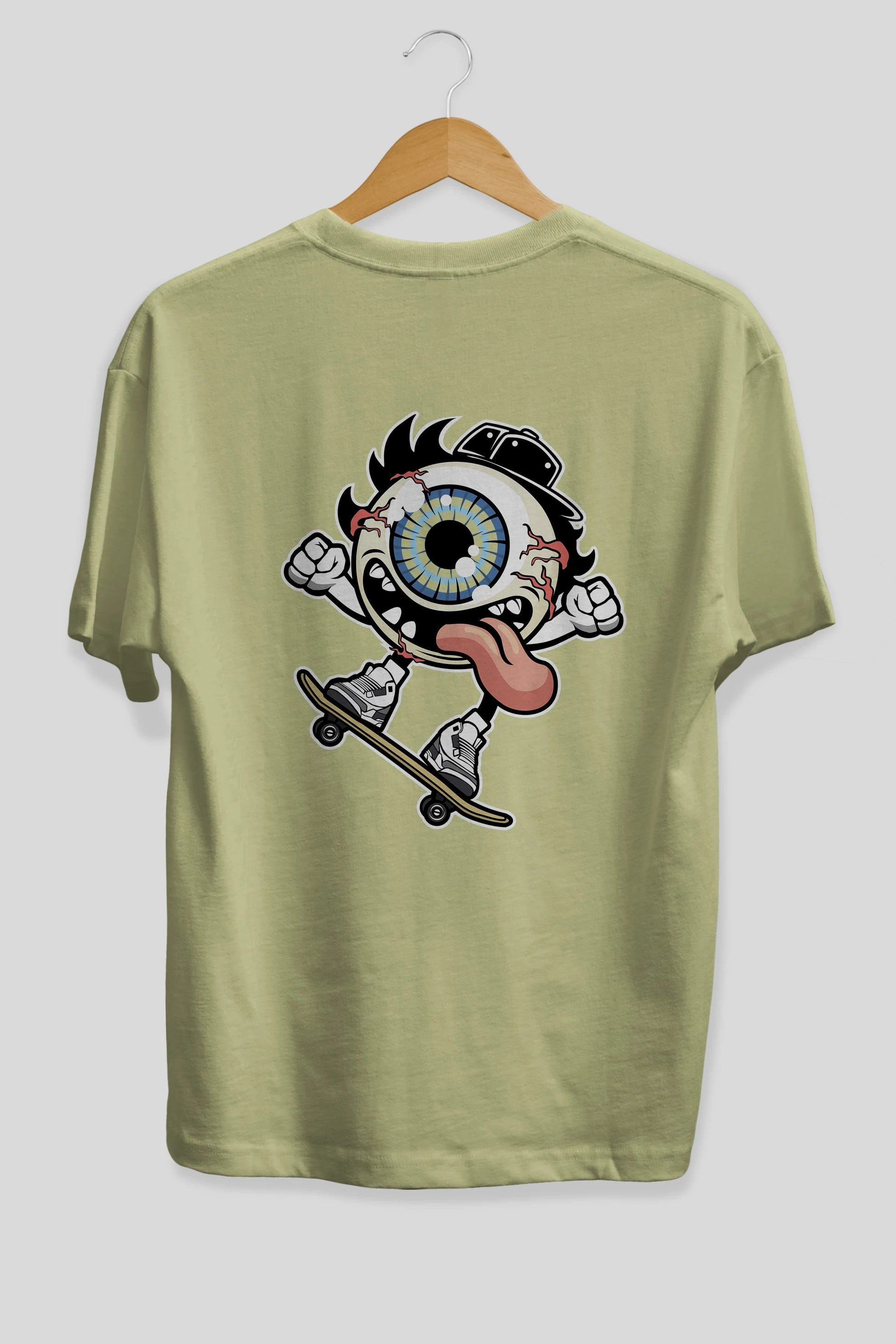 Eye Ball Skater Arka Baskılı Oversize t-shirt Erkek Kadın Unisex %100 Pamuk tişort