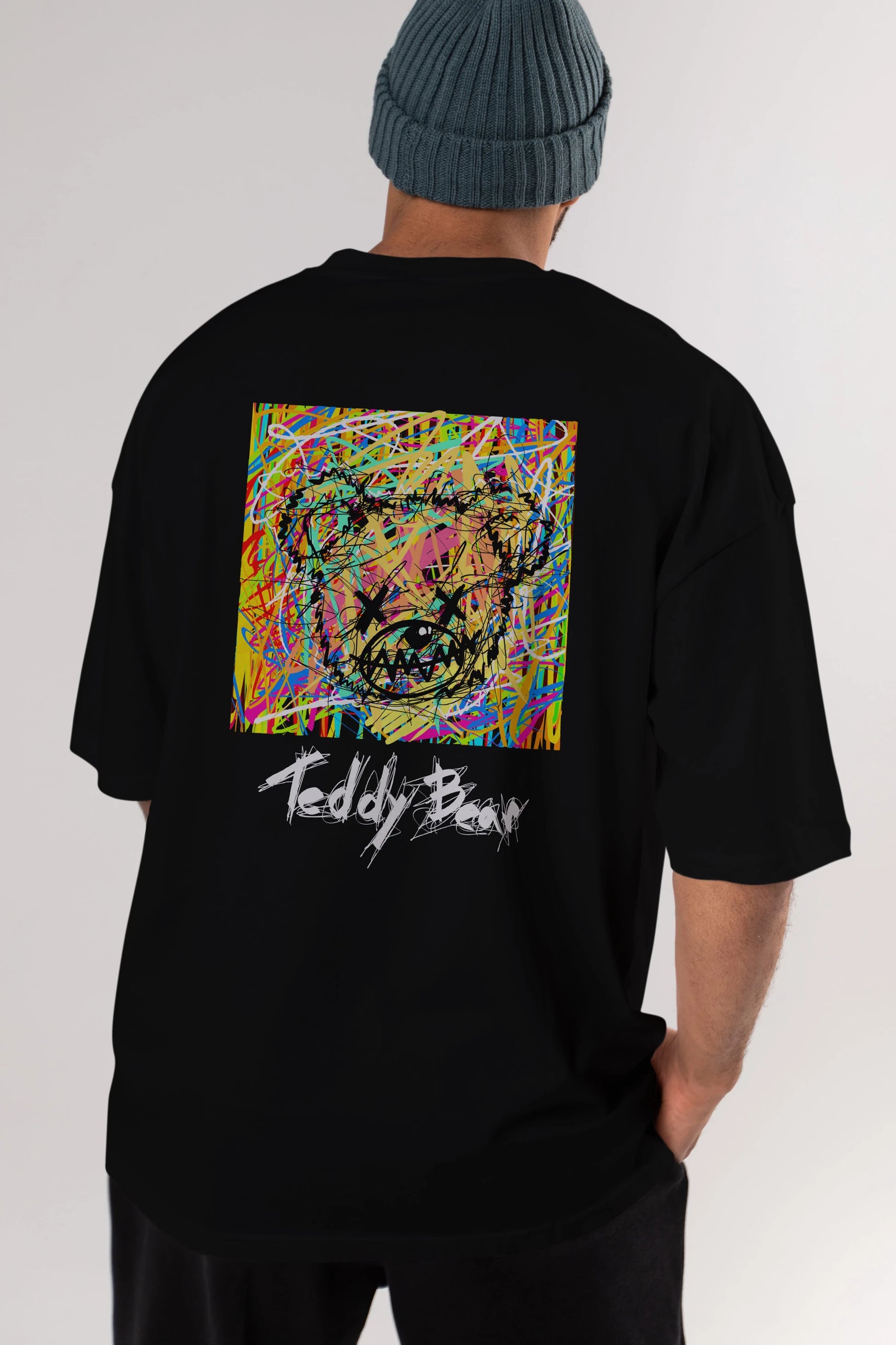 Teddy Bear 3 Arka Baskılı Oversize t-shirt Erkek Kadın Unisex