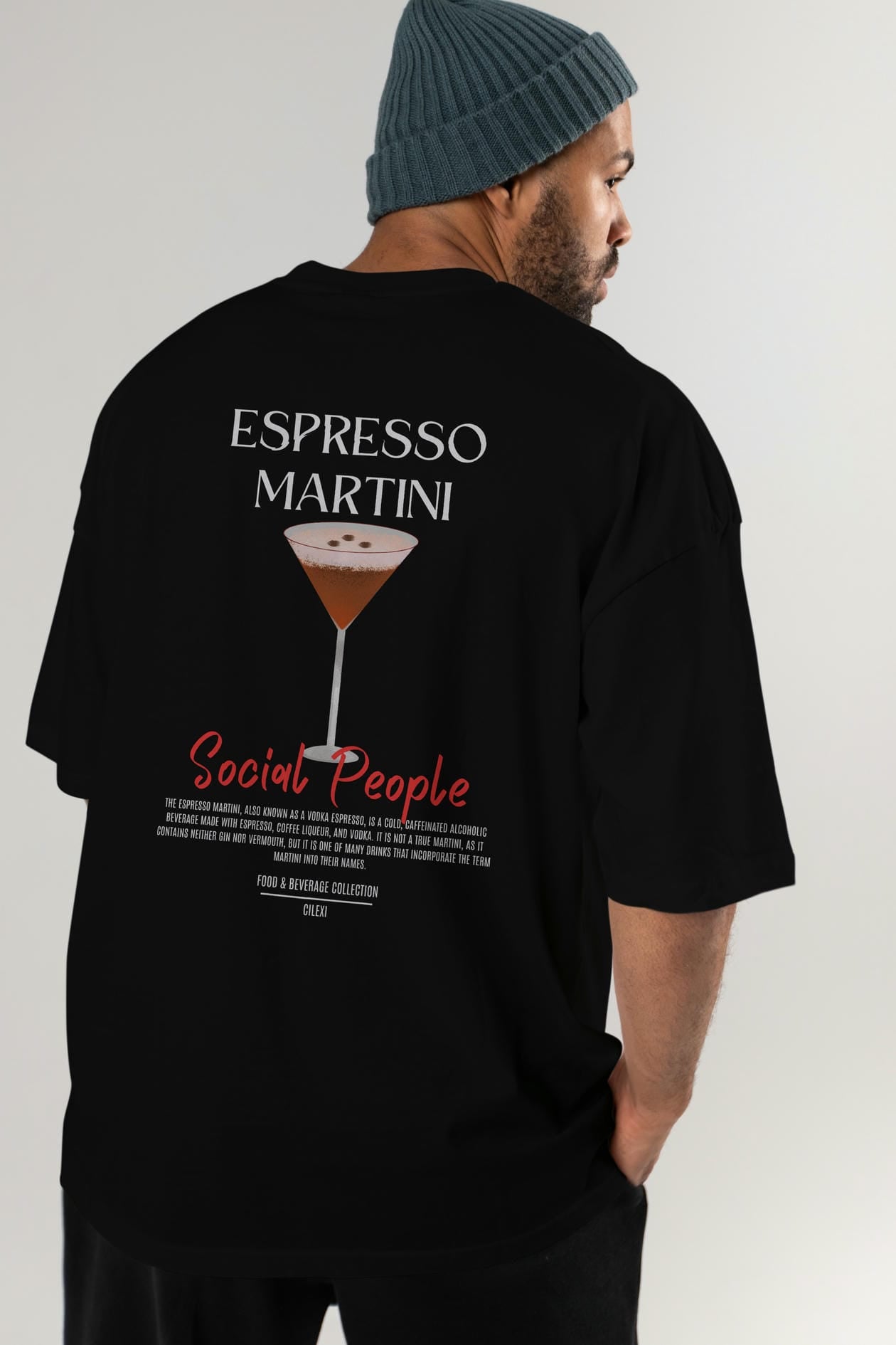Espresso Martını Kokteyl Serisi Baskılı Oversize t-shirt Erkek Kadın Unisex %100 Pamuk Bisiklet Yaka tişort