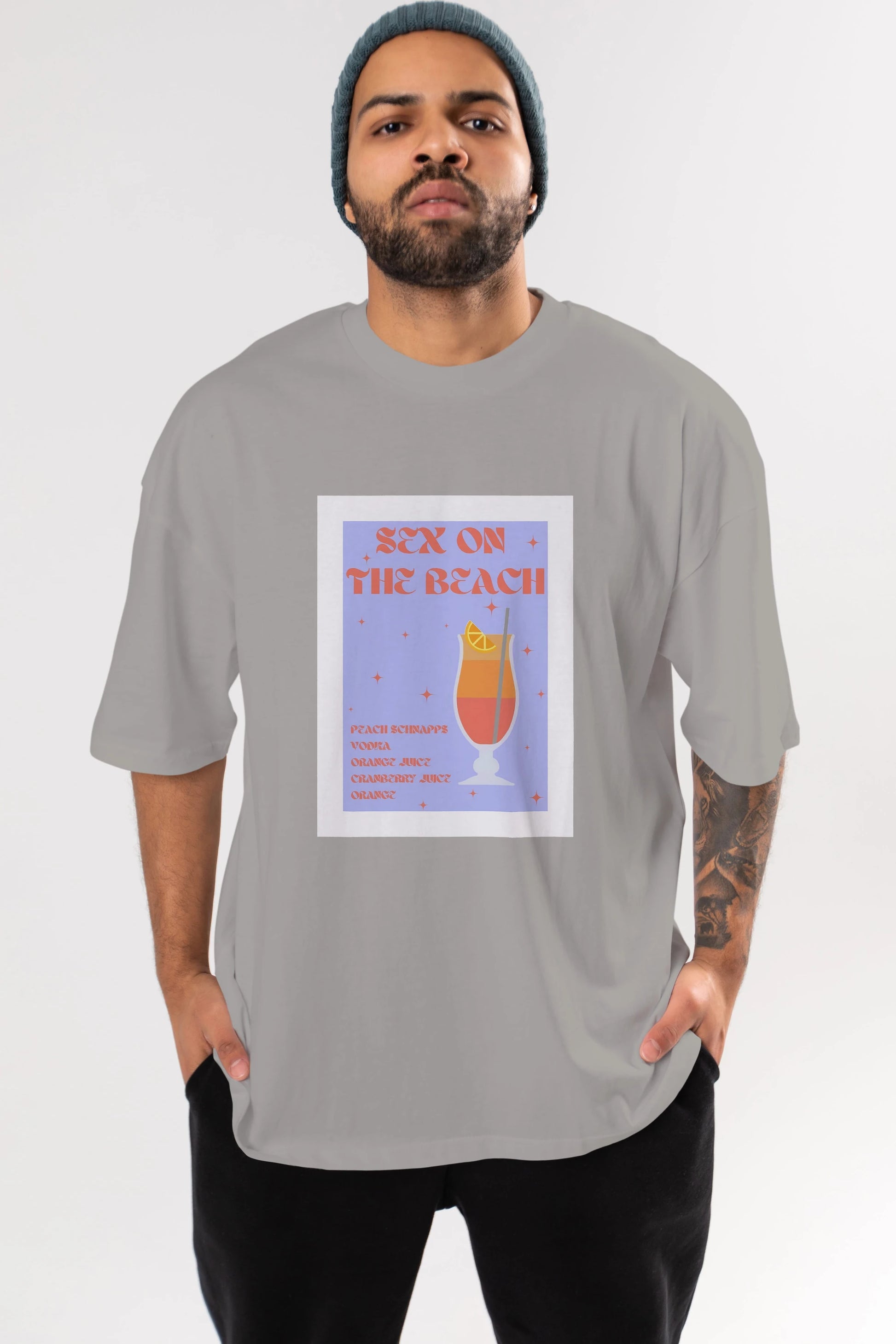 Sex On The Beach Ön Baskılı Oversize t-shirt Erkek Kadın Unisex %100 Pamuk Bisiklet Yaka tişort