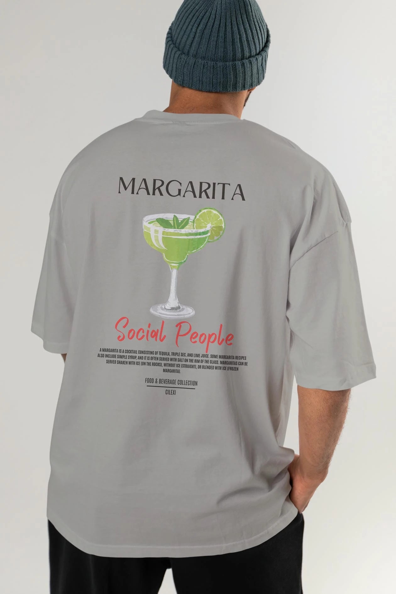 Margarita Kokteyl Serisi Baskılı Oversize t-shirt Erkek Kadın Unisex %100 Pamuk Bisiklet Yaka tişort