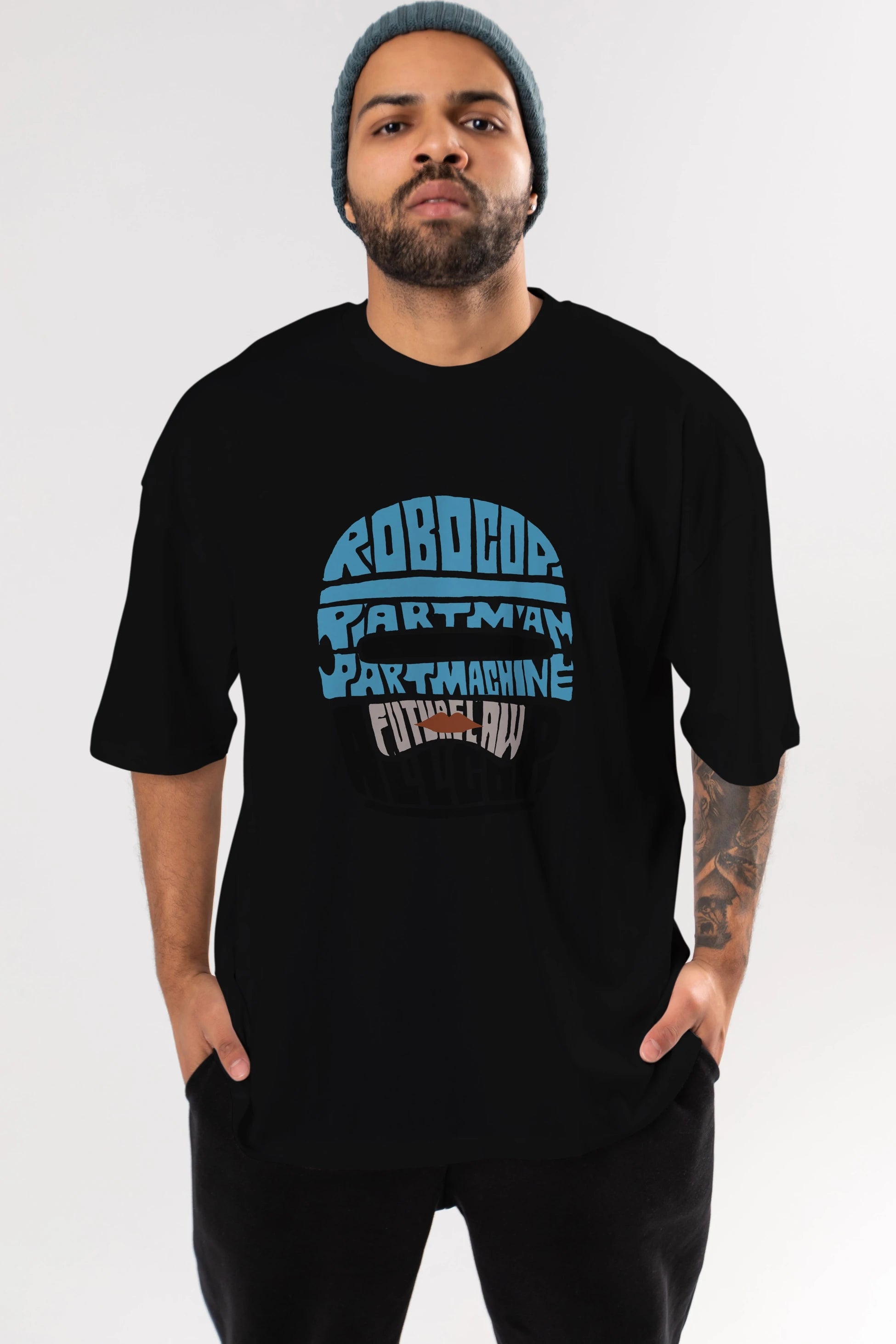 Robocop Ön Baskılı Oversize t-shirt %100 pamuk Erkek Kadın Unisex