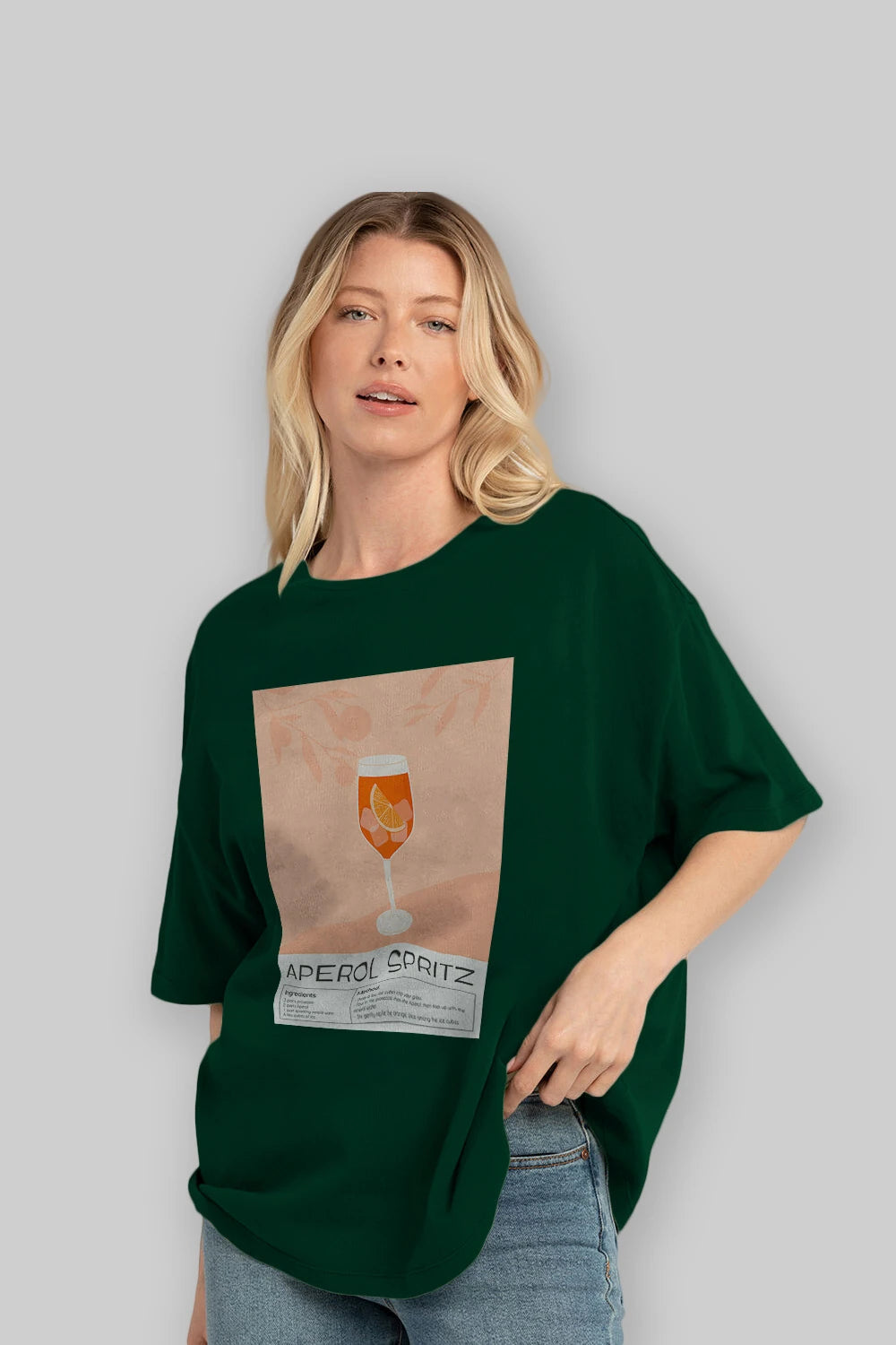 Aperol Spritz 7 Ön Baskılı Oversize t-shirt Erkek Kadın Unisex %100 Pamuk Bisiklet Yaka tişort