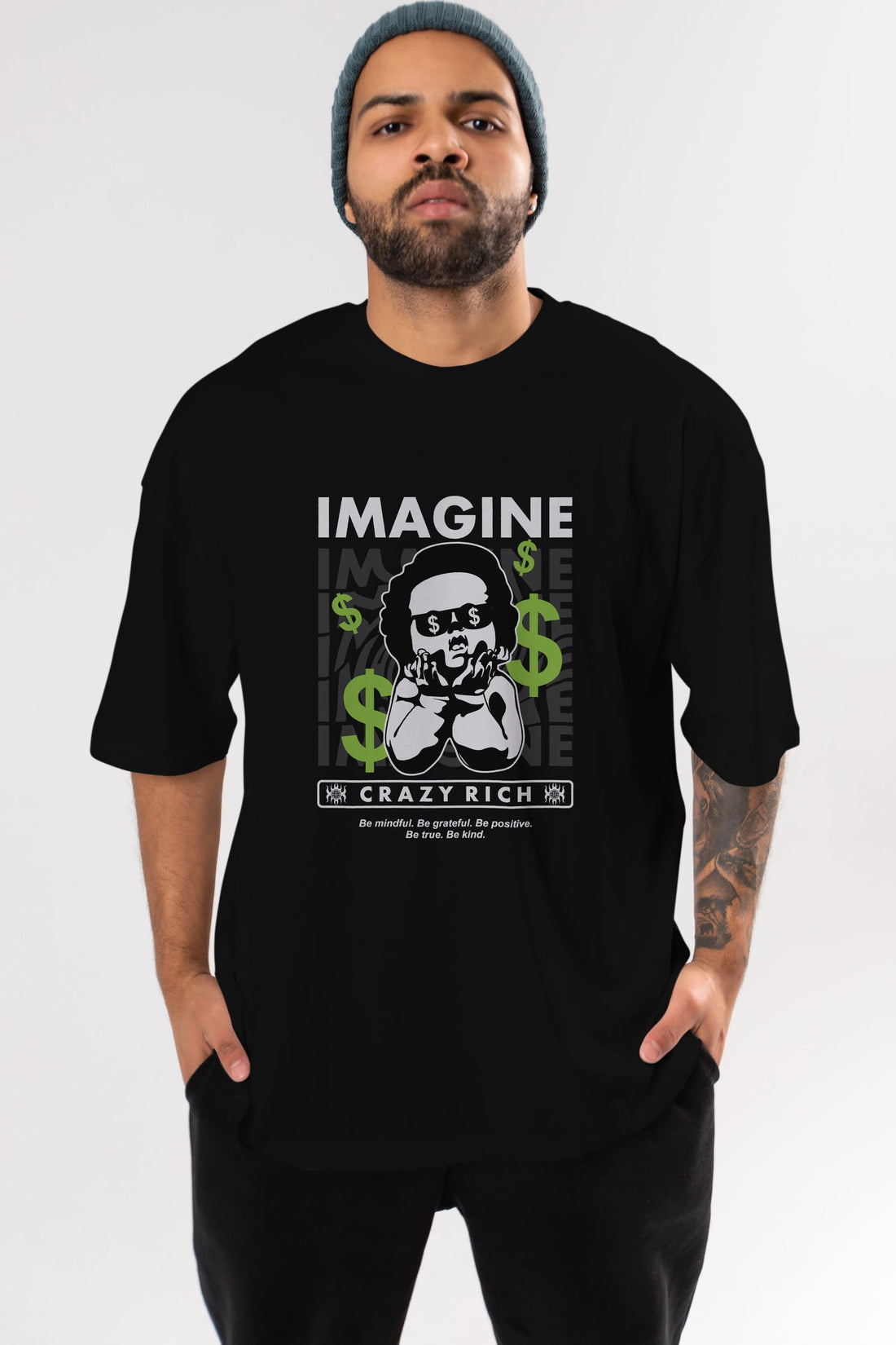 Imagine Crazy Rich Ön Baskılı Oversize t-shirt Erkek Kadın Unisex
