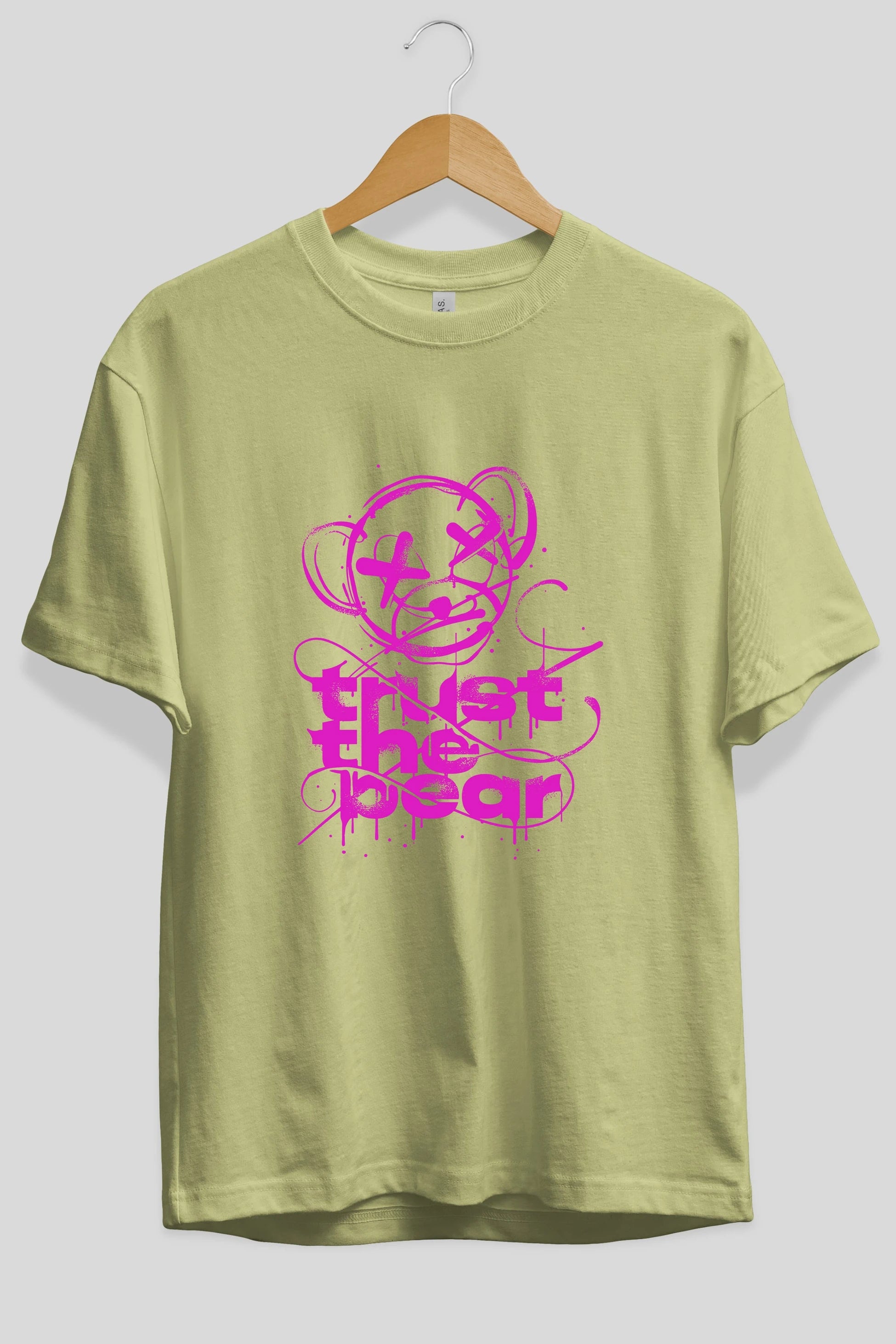 Trust The Bear 2 Ön Baskılı Oversize t-shirt Erkek Kadın Unisex