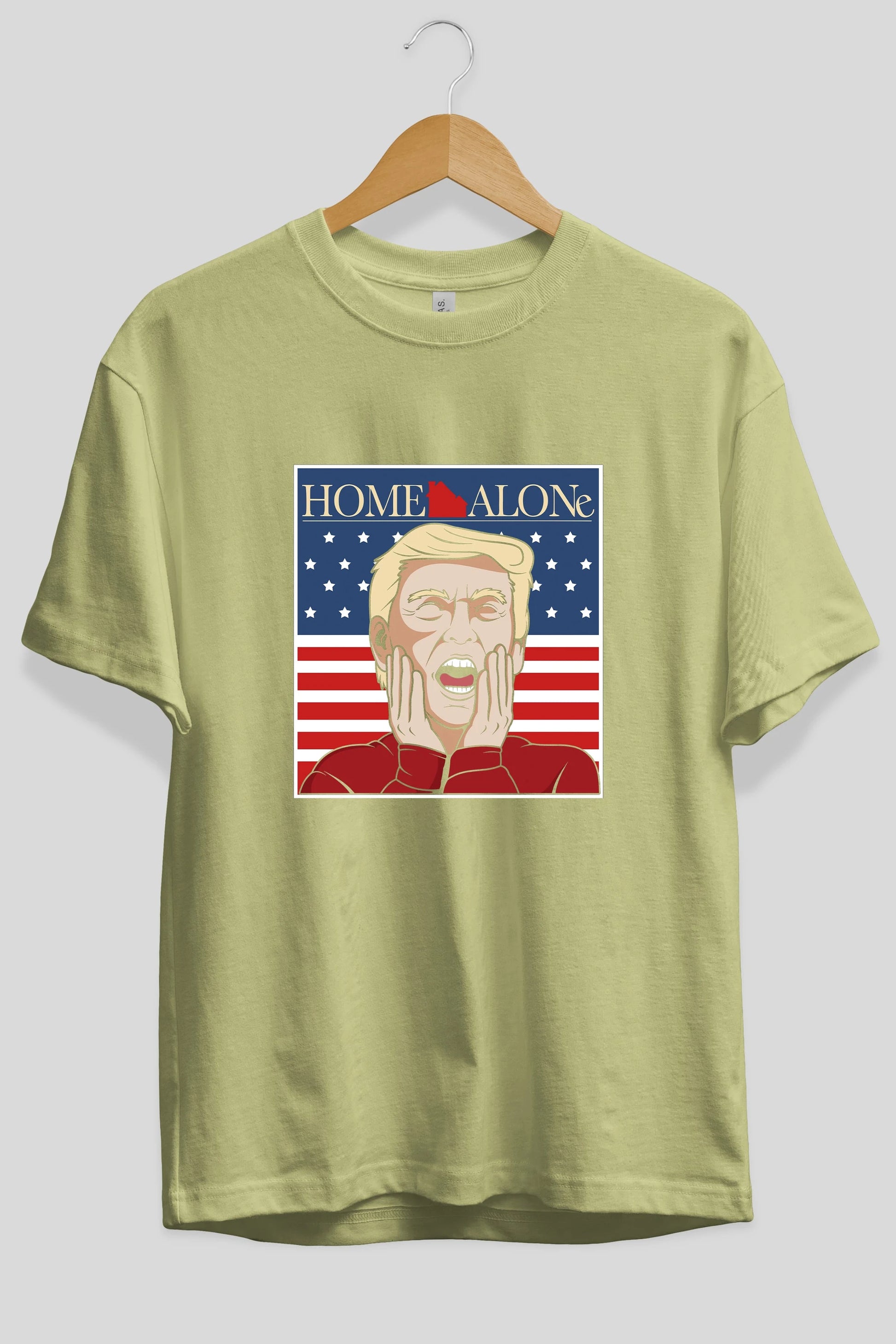 Home Alone Trump Ön Baskılı Oversize t-shirt Erkek Kadın Unisex %100 Pamuk tişort
