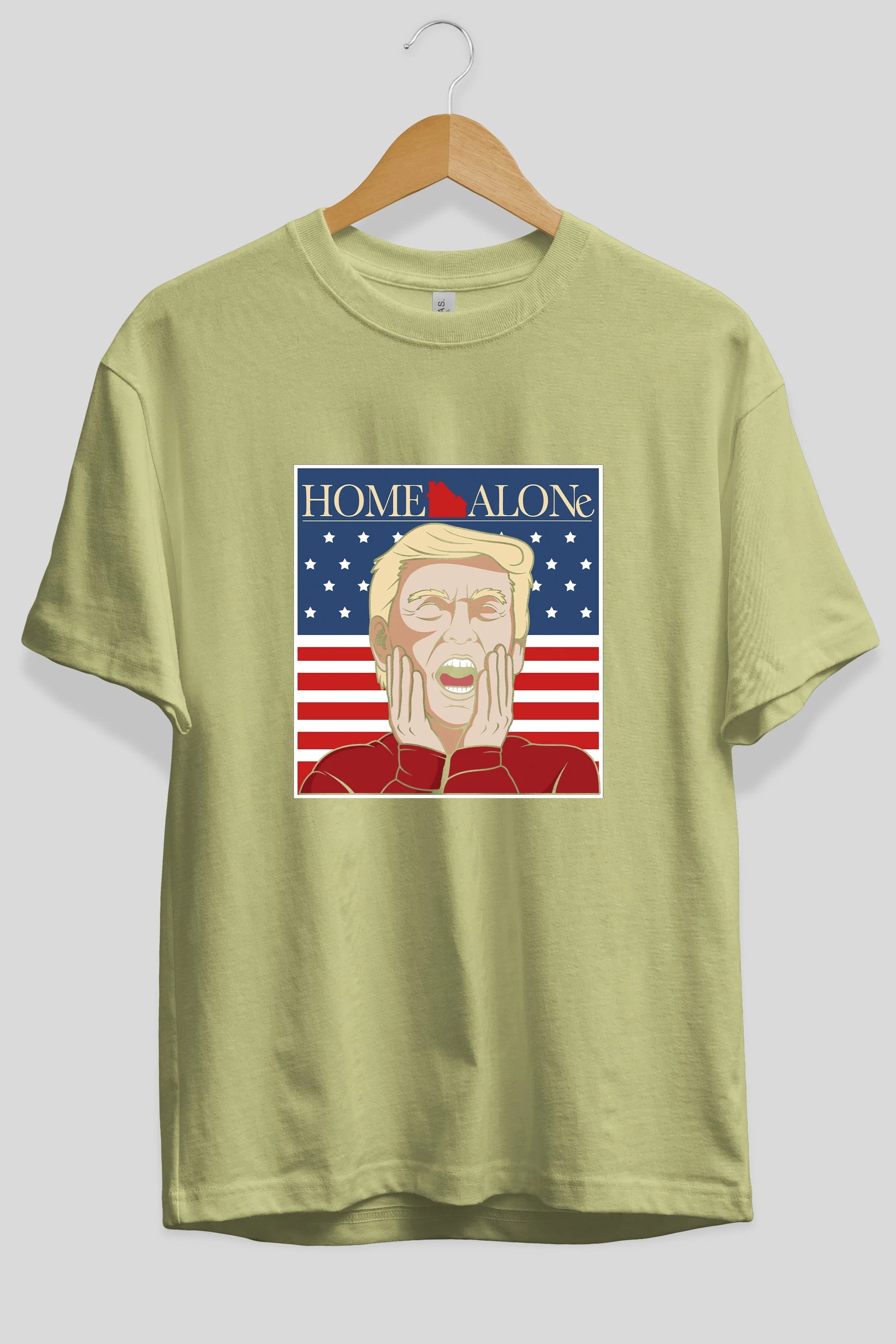 Home Alone Trump Ön Baskılı Oversize t-shirt Erkek Kadın Unisex %100 Pamuk tişort