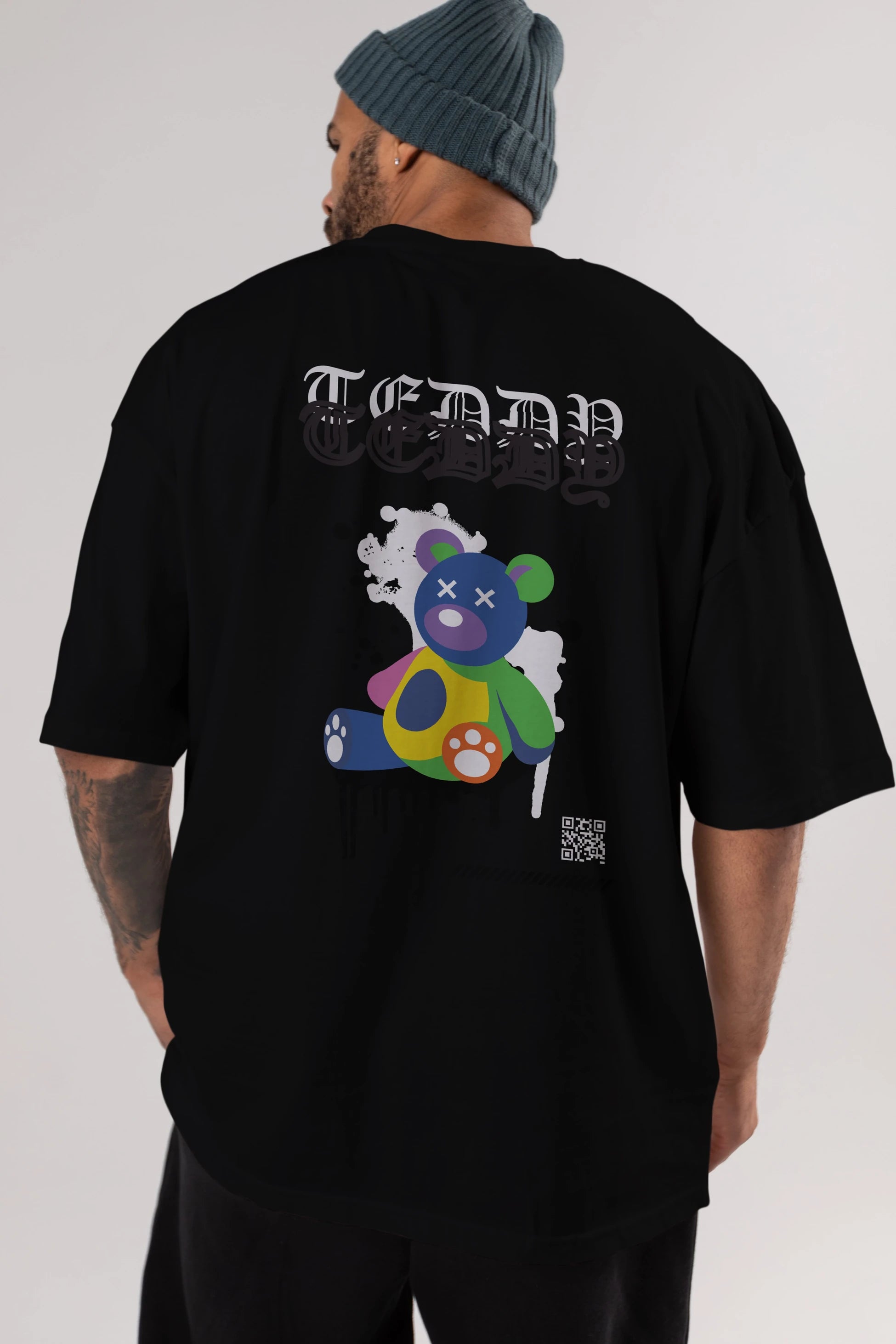 Teddy Bear Arka Baskılı Oversize t-shirt Erkek Kadın Unisex