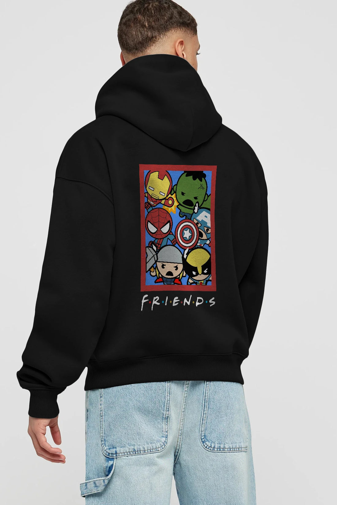Friends Avenger Arka Baskılı Hoodie Oversize Kapüşonlu Sweatshirt Erkek Kadın Unisex