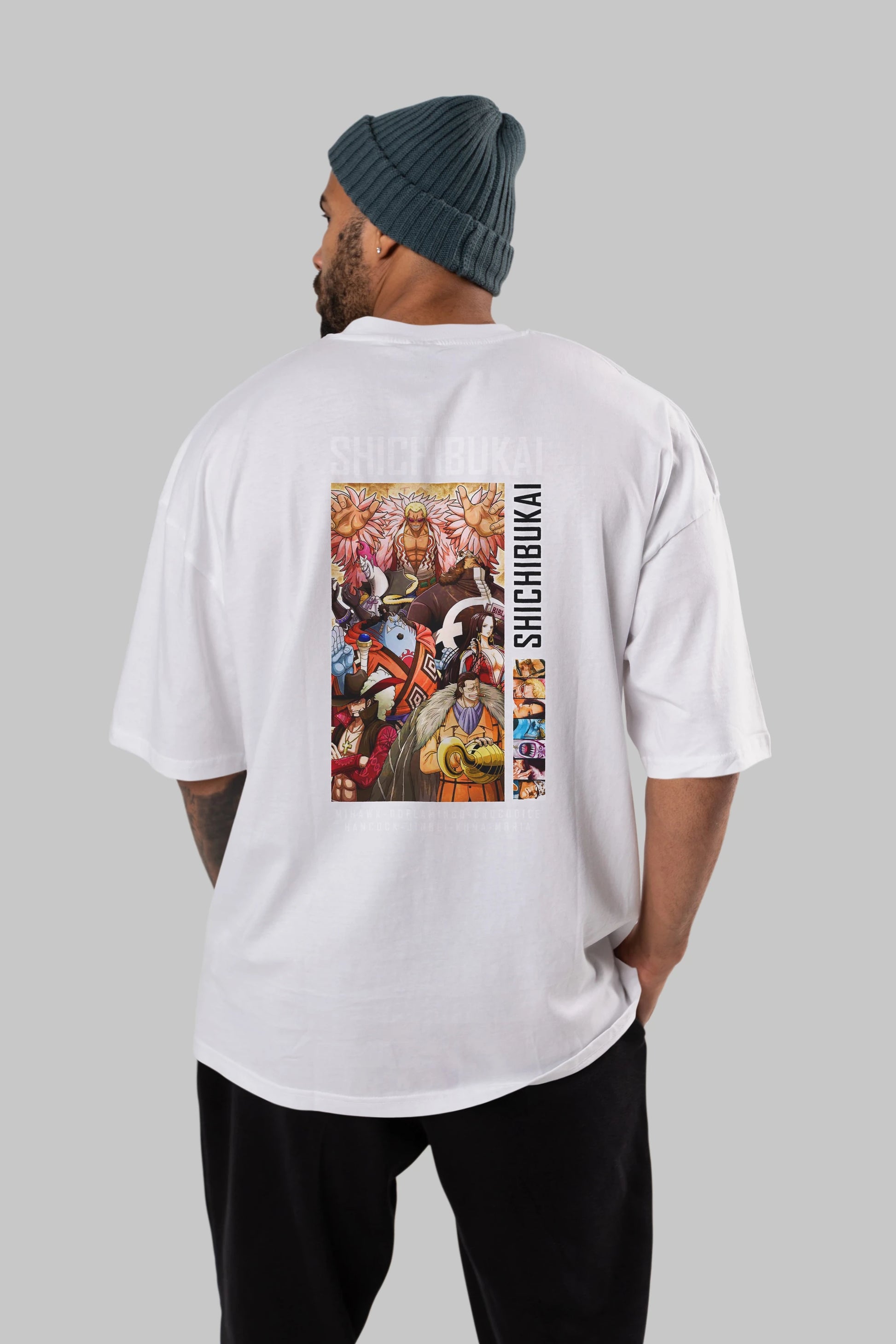 Shichibukai Anime Arka Baskılı Oversize t-shirt Erkek Kadın Unisex %100 pamuk tişort