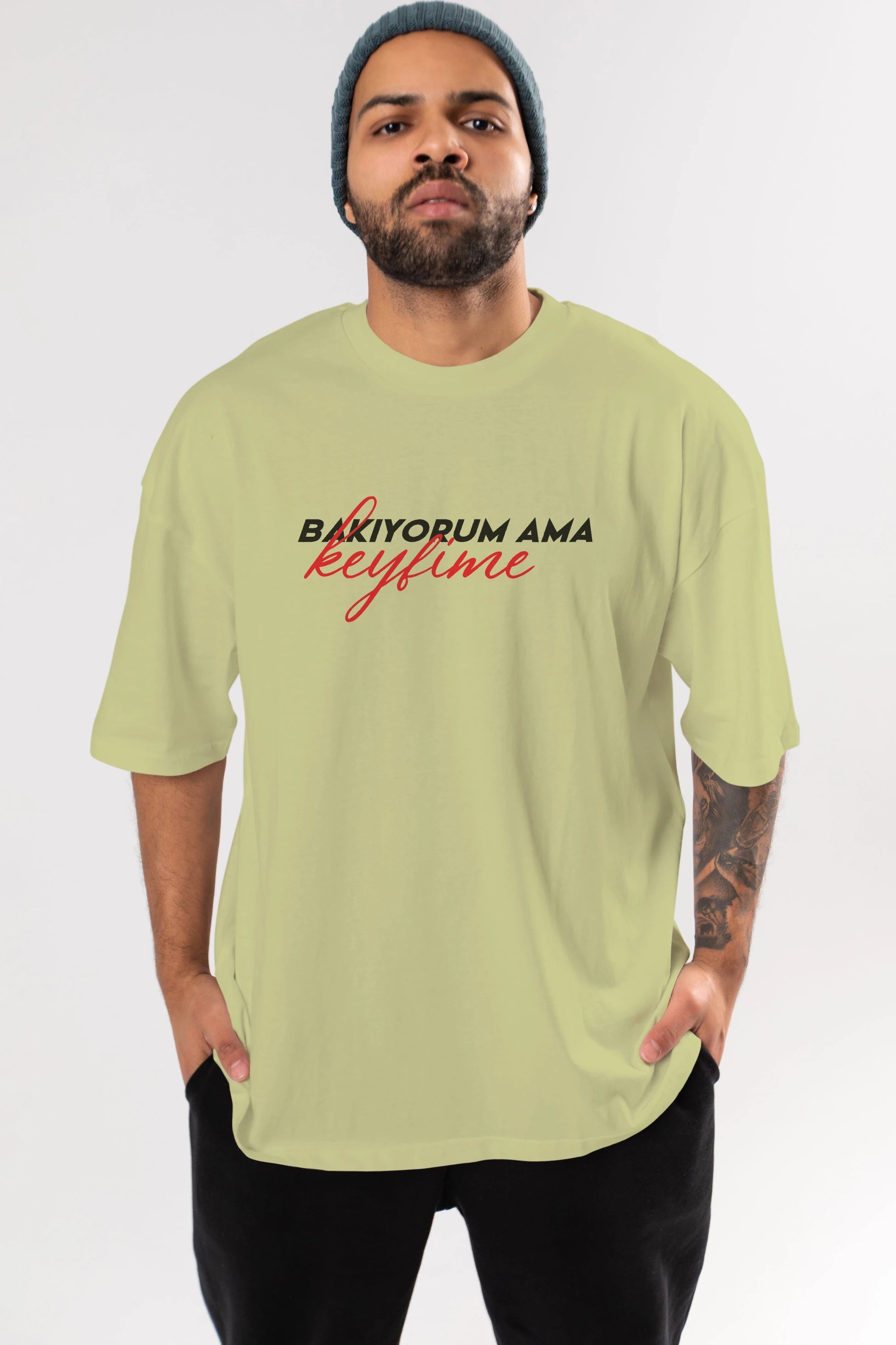 Bakıyorum Ama Keyfime Ön Baskılı Oversize t-shirt %100 pamuk Erkek Kadın Unisex