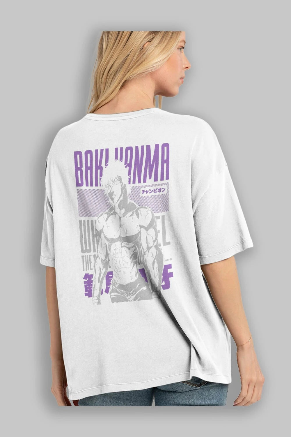 BAKI HANMA (2) Anime Arka Baskılı Oversize t-shirt Erkek Kadın Unisex
