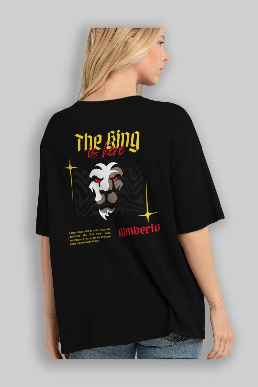 The King is Here Yazılı Arka Baskılı Oversize t-shirt Erkek Kadın Unisex