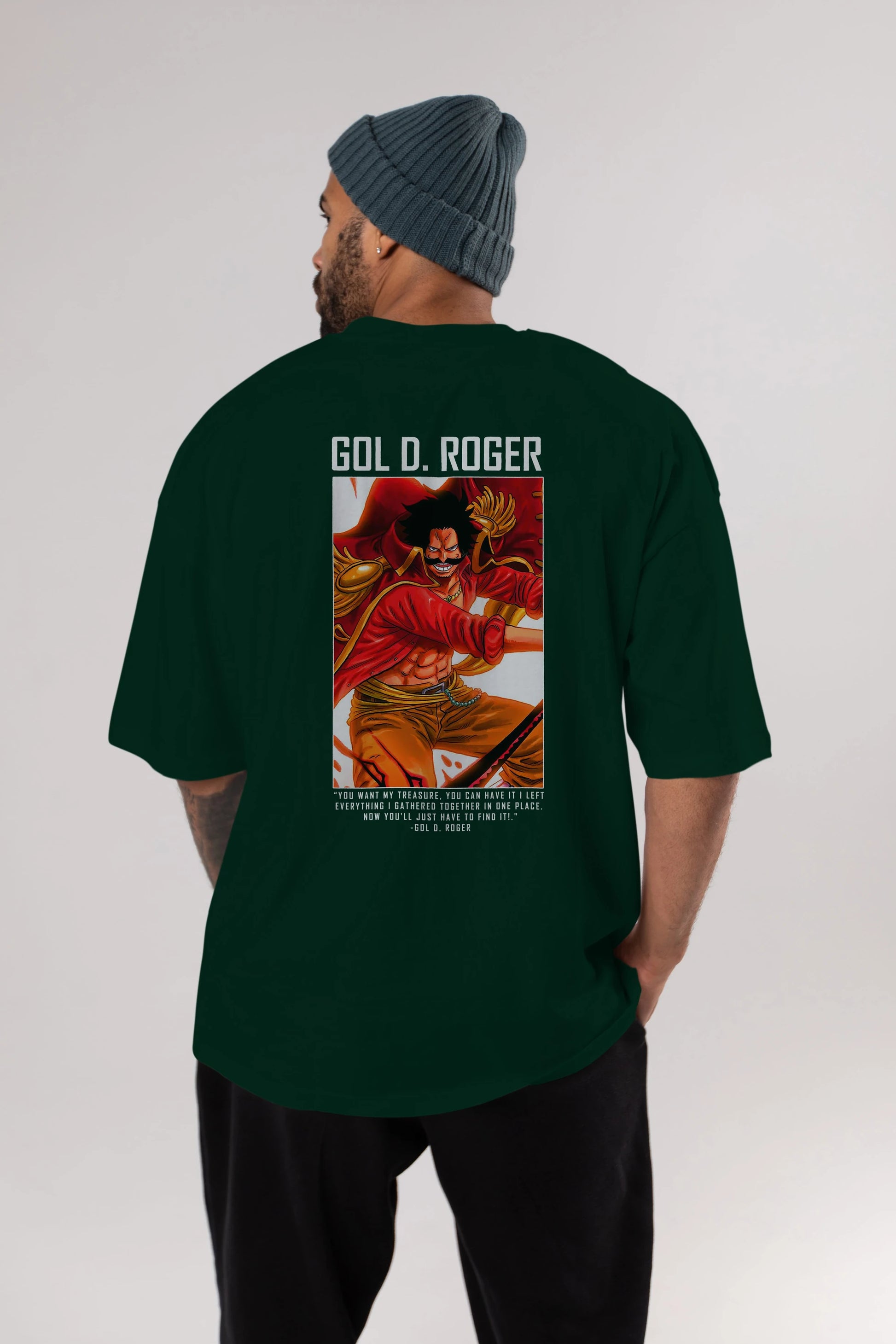 Gol D. Roger Anime Arka Baskılı Oversize t-shirt Erkek Kadın Unisex %100 pamuk tişort