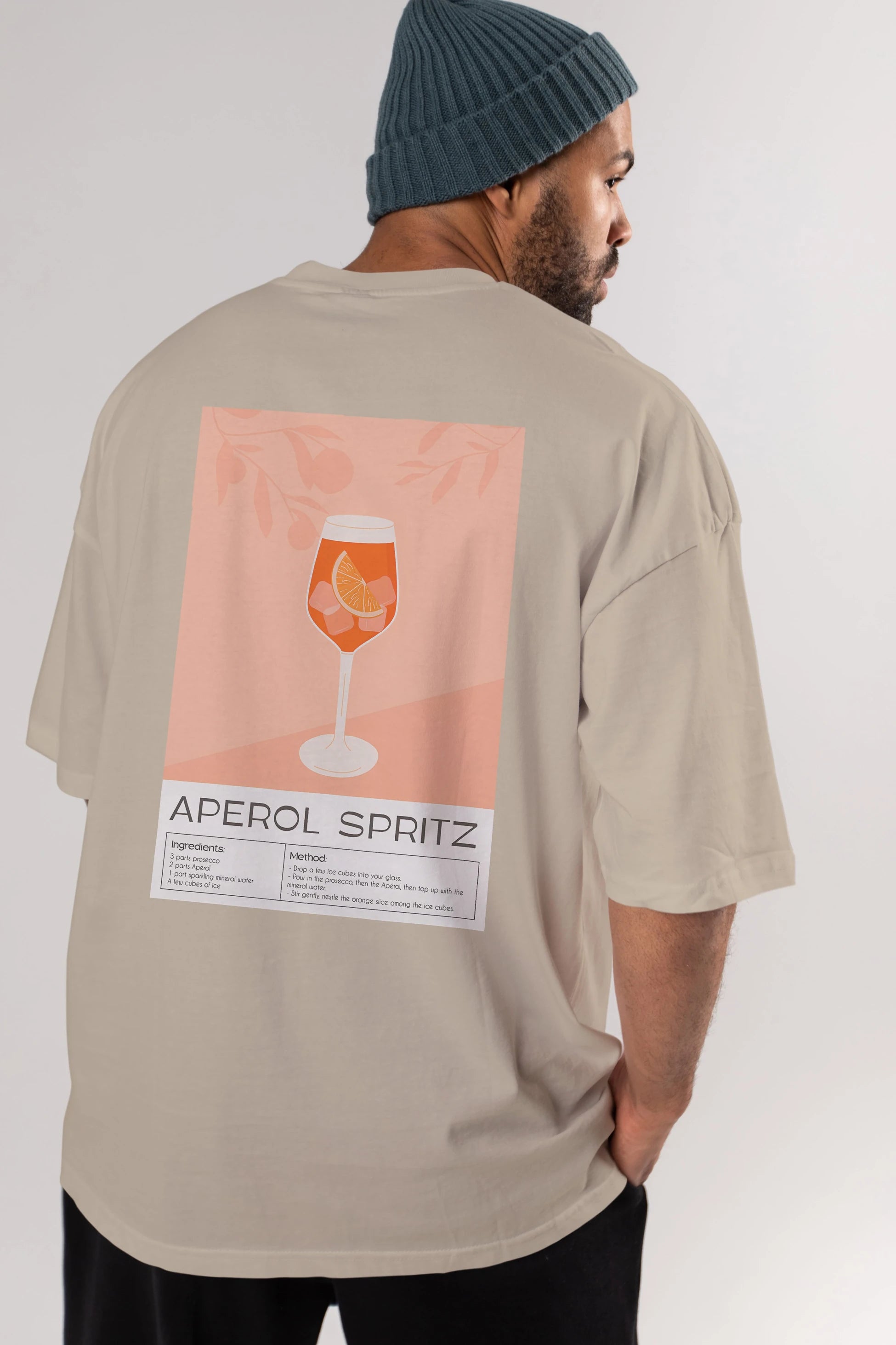 Aperol Spritz 7 Arka Baskılı Oversize t-shirt Erkek Kadın Unisex %100 Pamuk Bisiklet Yaka tişort