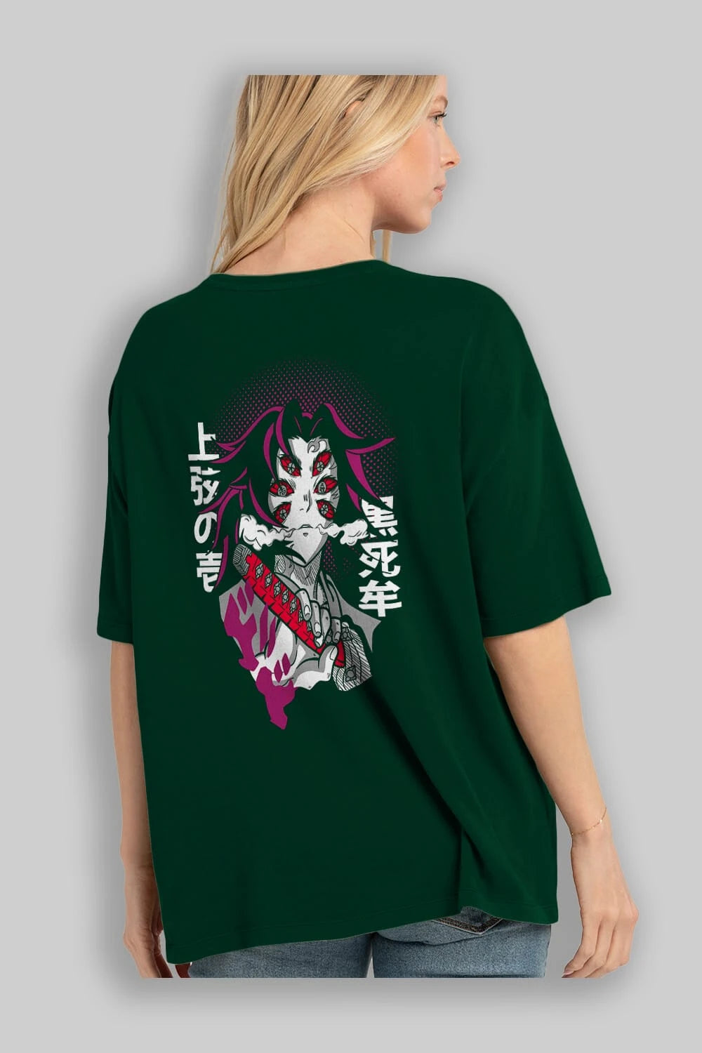 Kokushibo Anime Arka Baskılı Oversize t-shirt Erkek Kadın Unisex