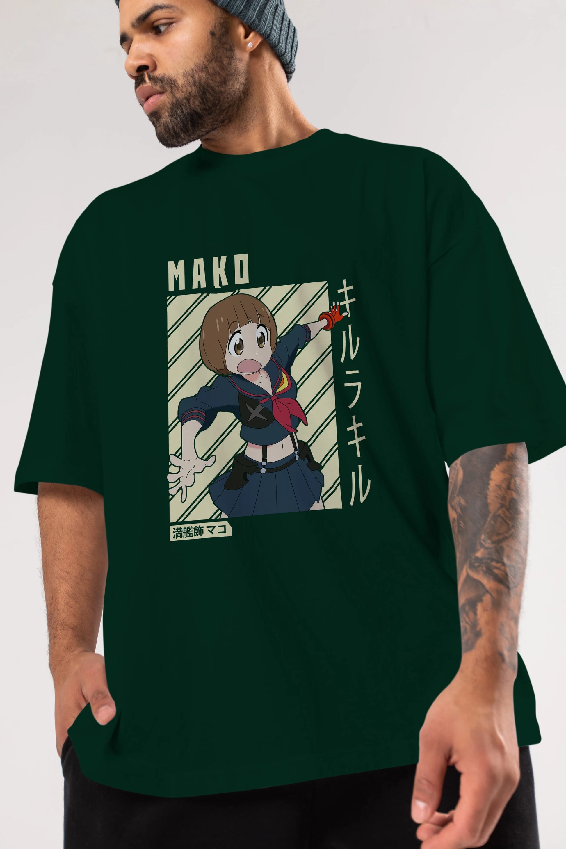 Mako Mankanshoku 1 Anime Ön Baskılı Oversize t-shirt %100 pamuk Erkek Kadın Unisex