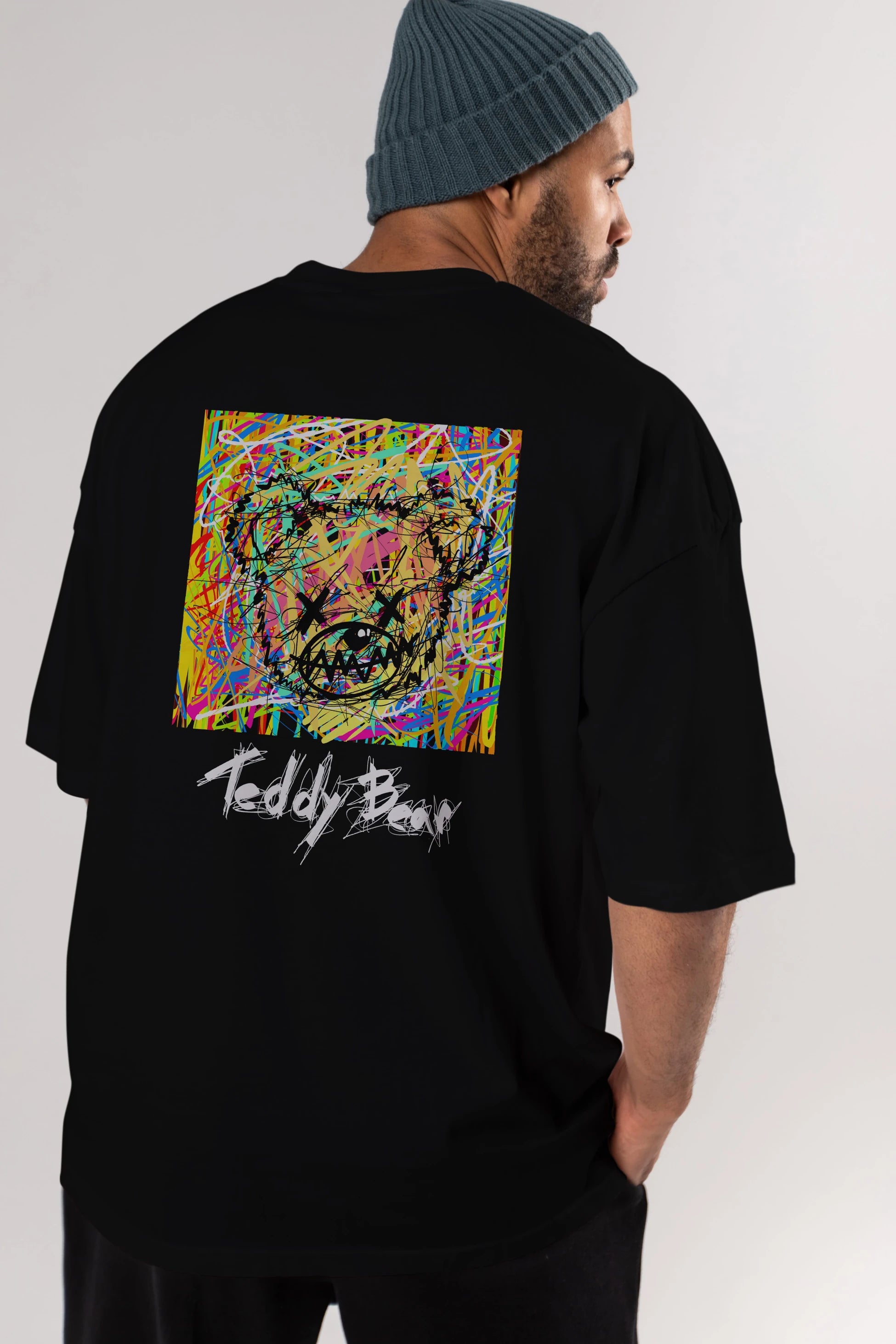 Teddy Bear 3 Arka Baskılı Oversize t-shirt Erkek Kadın Unisex