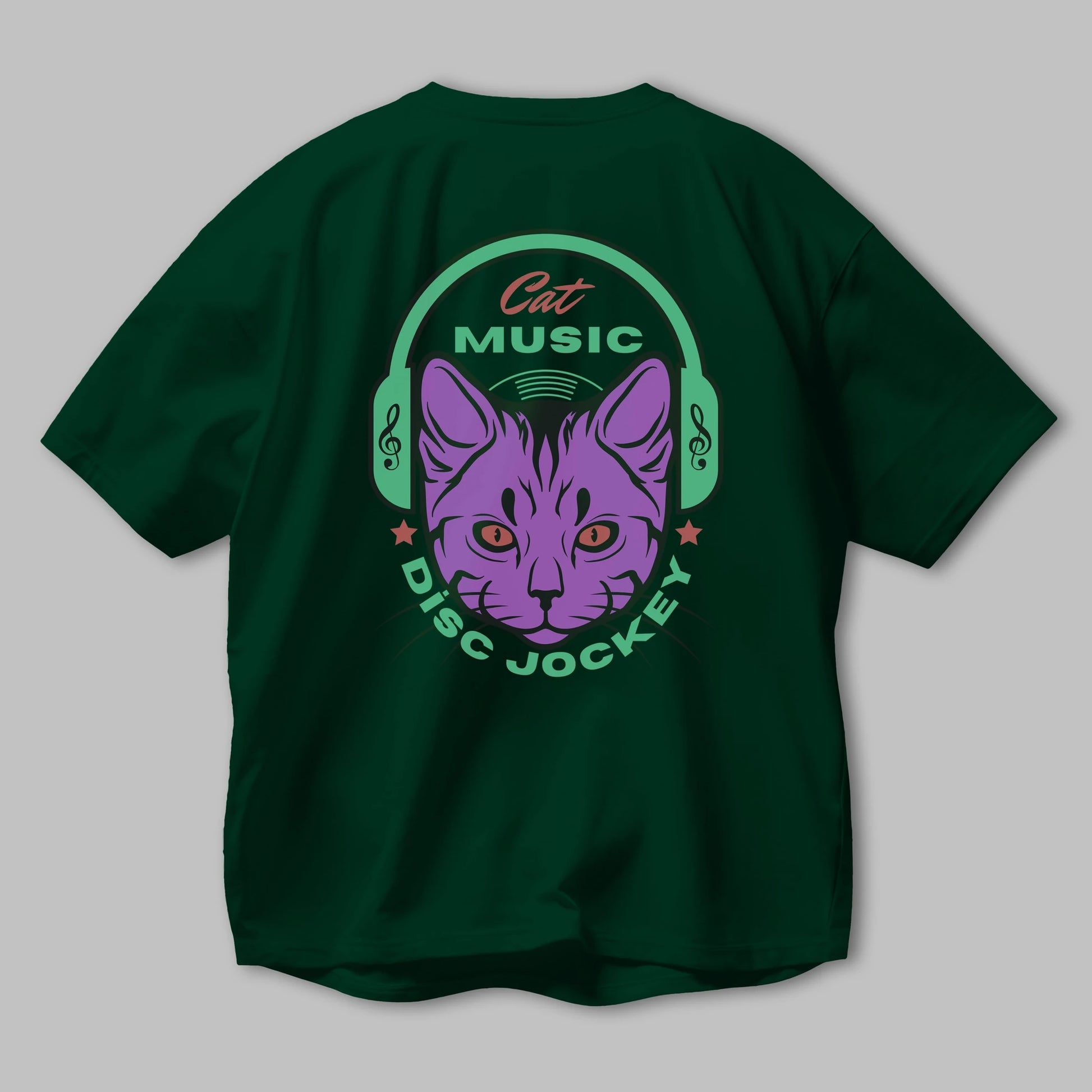 Cat Music Arka Baskılı Oversize t-shirt Erkek Kadın Unisex