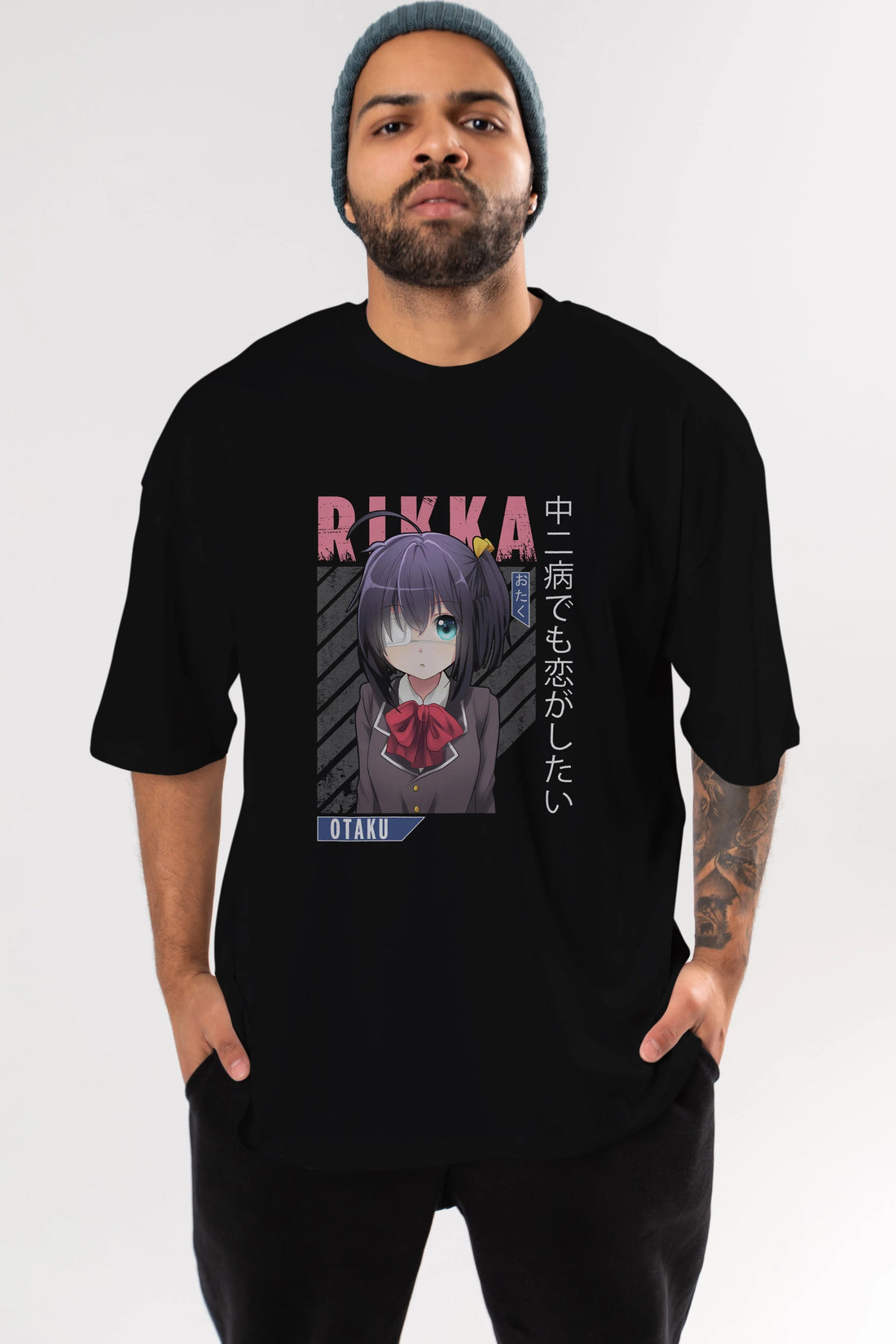 Rikka Takanashi 9 Anime Ön Baskılı Oversize t-shirt %100 pamuk Erkek Kadın Unisex