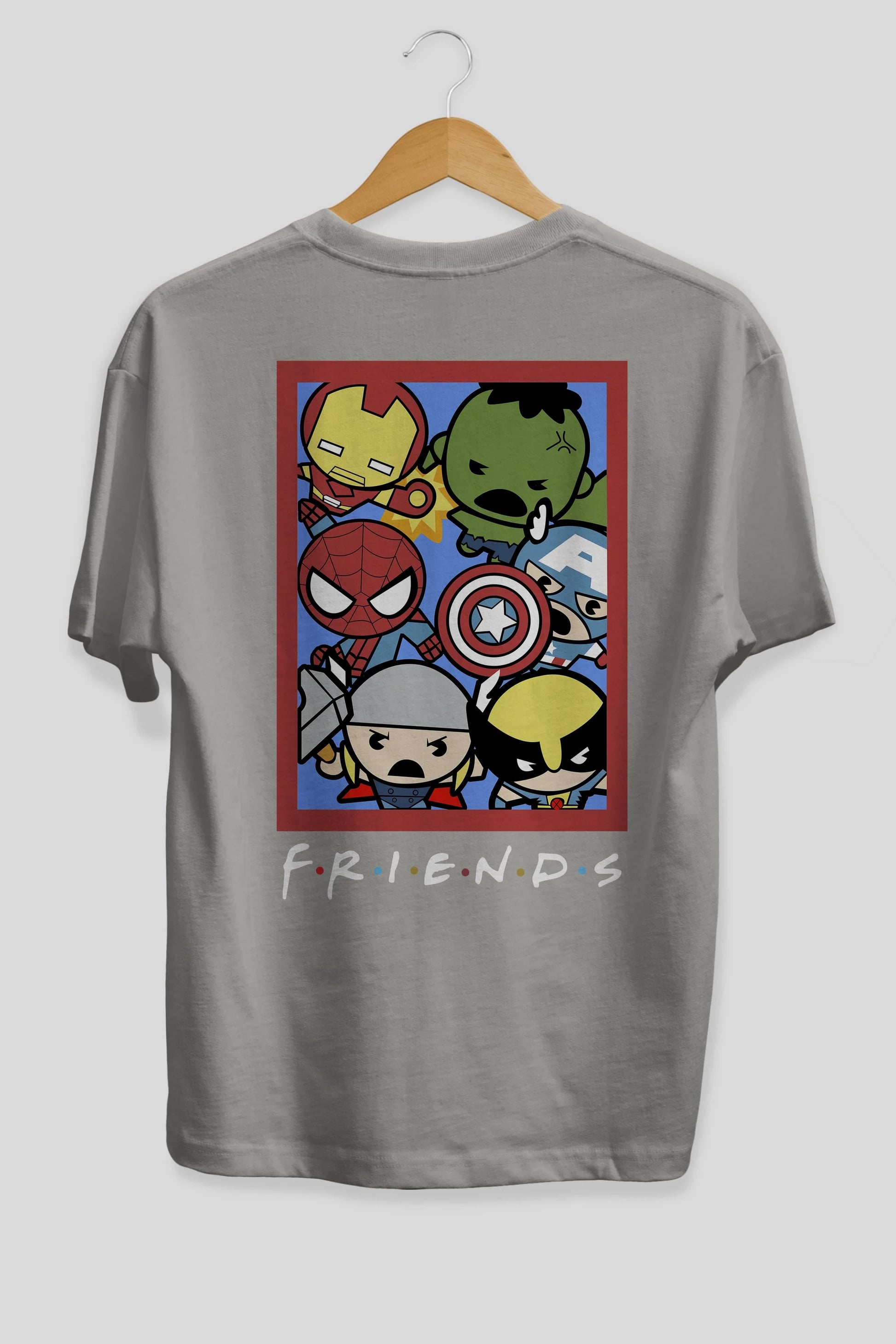 Friends Avenger Arka Baskılı Oversize t-shirt Erkek Kadın Unisex %100 Pamuk Bisiklet Yaka tişort