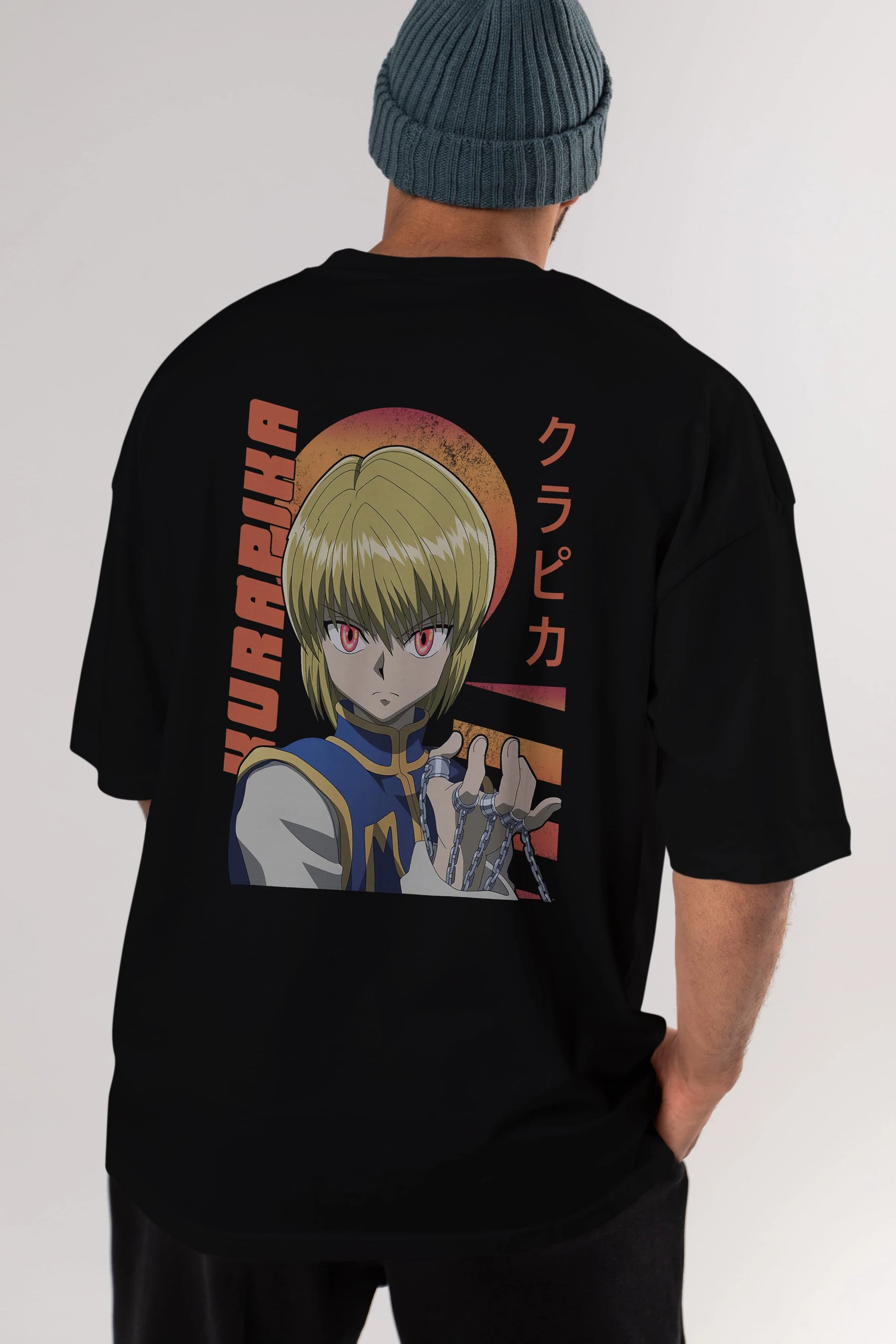 Kurapika 5 (2) Anime Arka Baskılı Oversize t-shirt Erkek Kadın Unisex