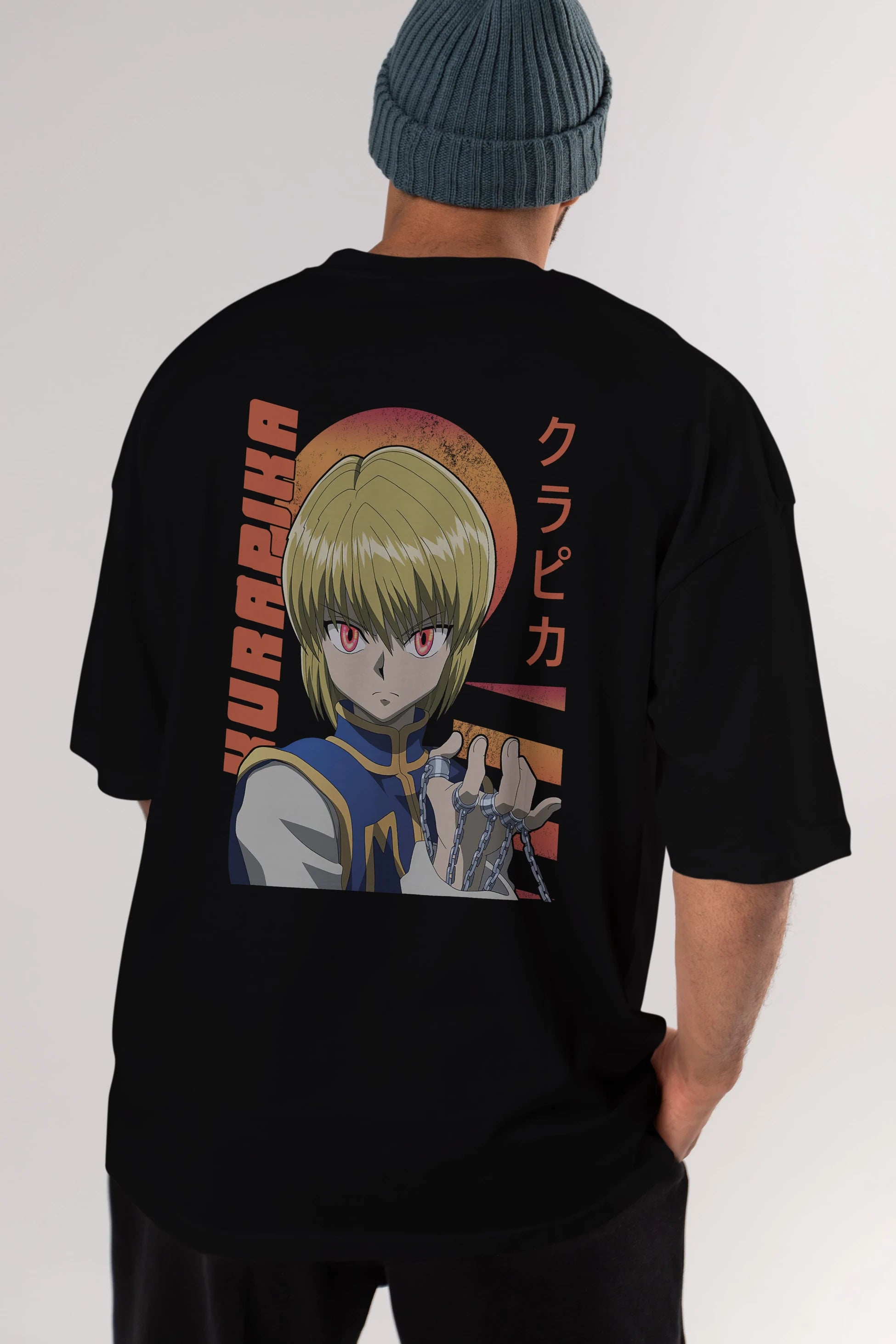 Kurapika 5 (2) Anime Arka Baskılı Oversize t-shirt Erkek Kadın Unisex