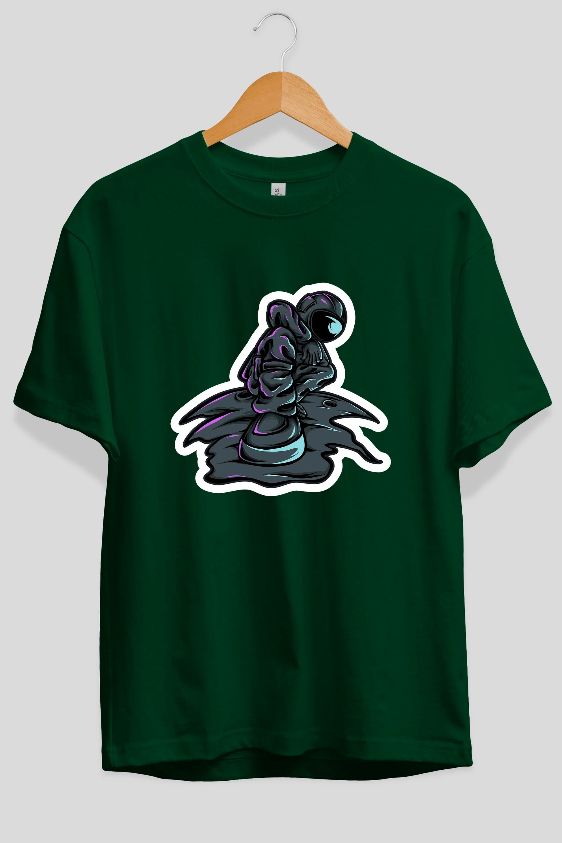 Stylish Astronaut Sticker Ön Baskılı Oversize t-shirt Erkek Kadın Unisex