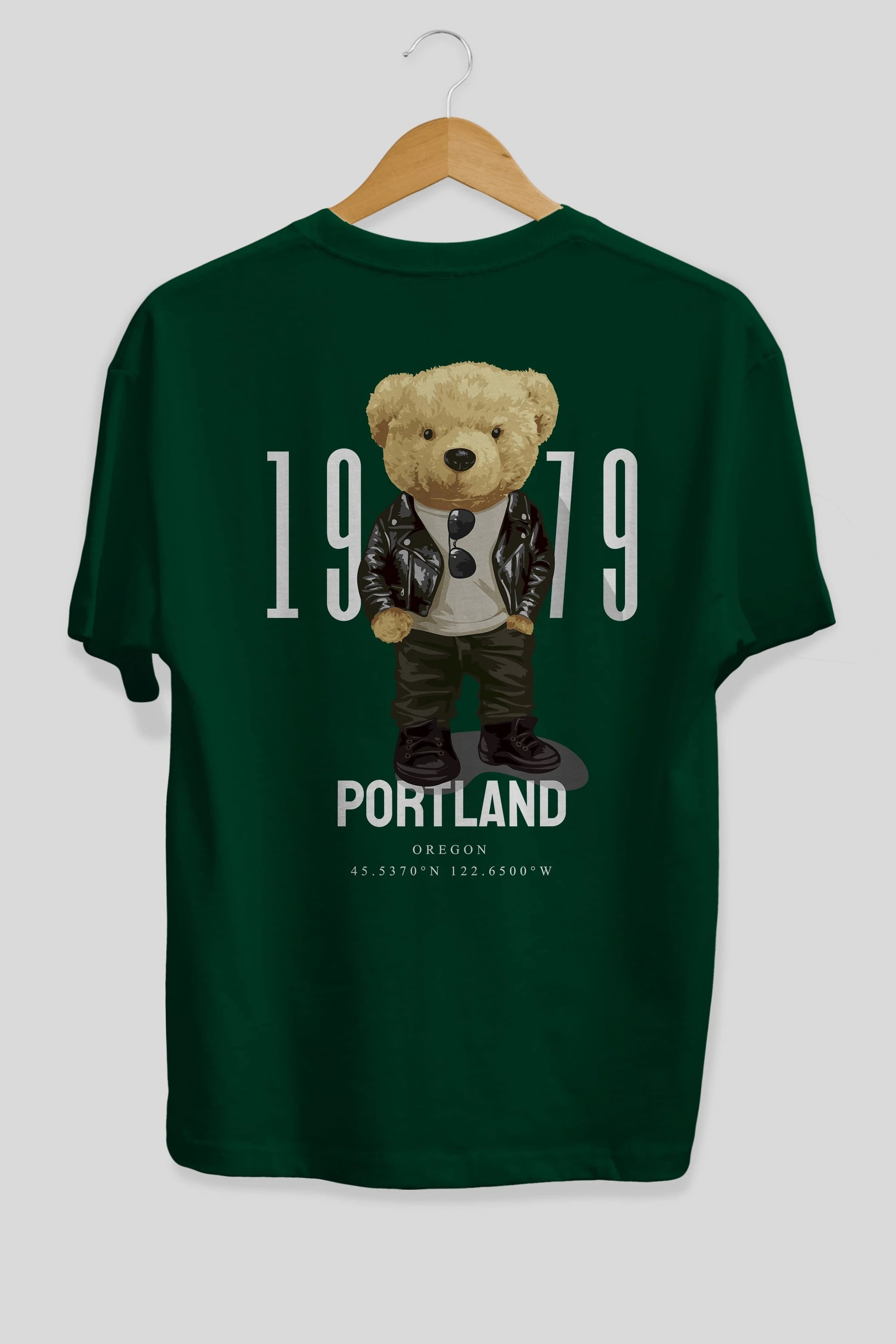 Teddy Bear Portland Arka Baskılı Oversize t-shirt Erkek Kadın Unisex %100 Pamuk